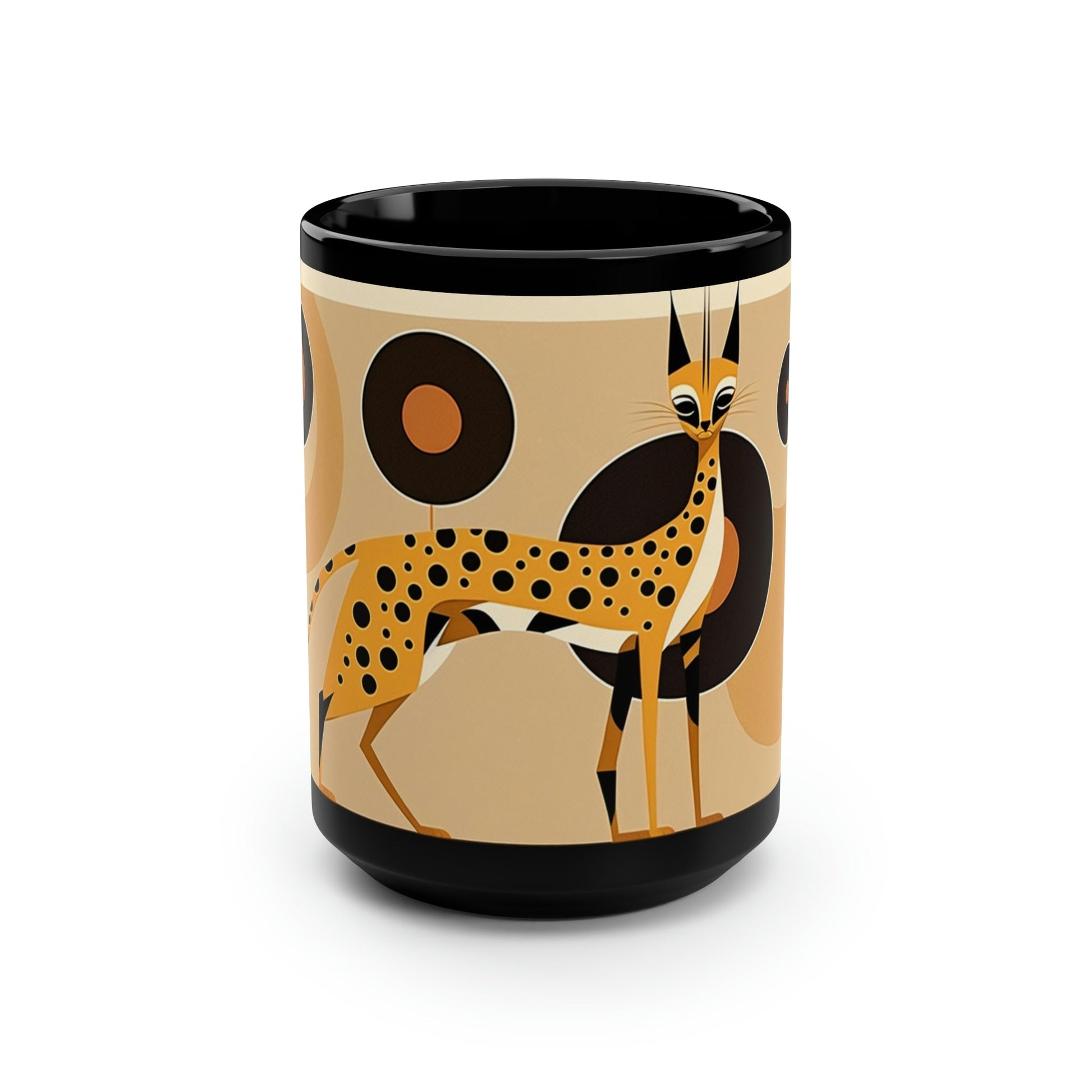 Mid Century Modern Leopord Cat - 15 oz Coffee Mug