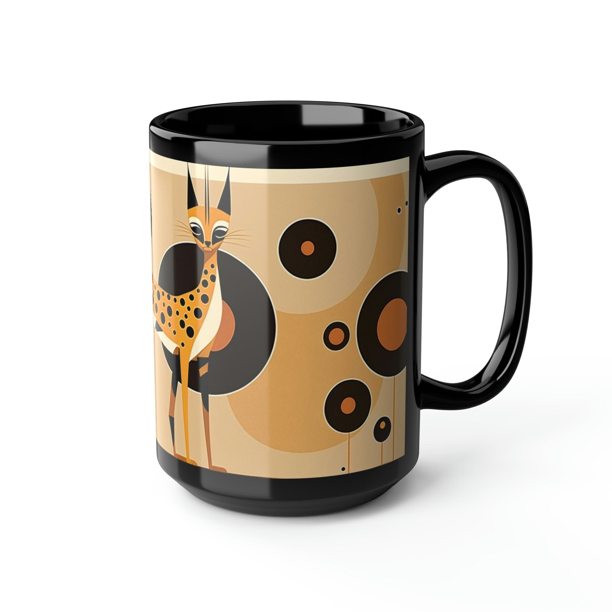 Mid Century Modern Leopord Cat - 15 oz Coffee Mug