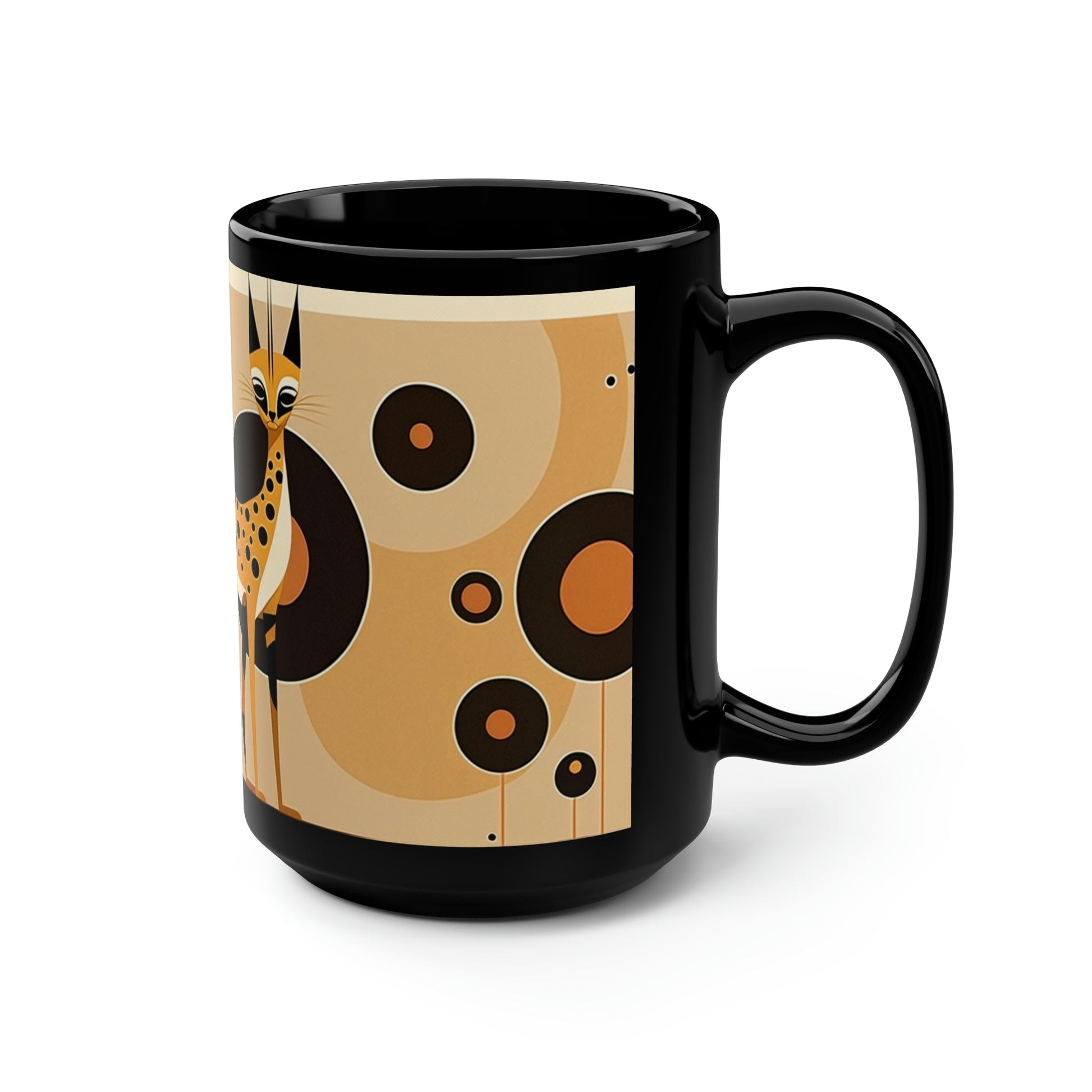 Mid Century Modern Leopord Cat - 15 oz Coffee Mug