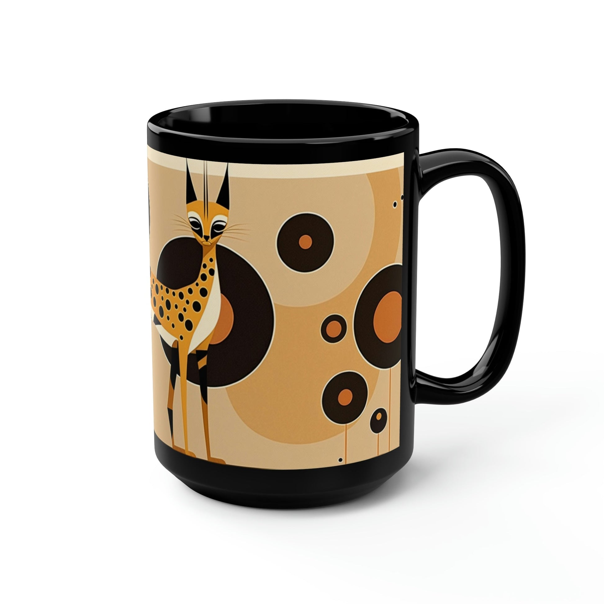 Mid Century Modern Leopord Cat - 15 oz Coffee Mug