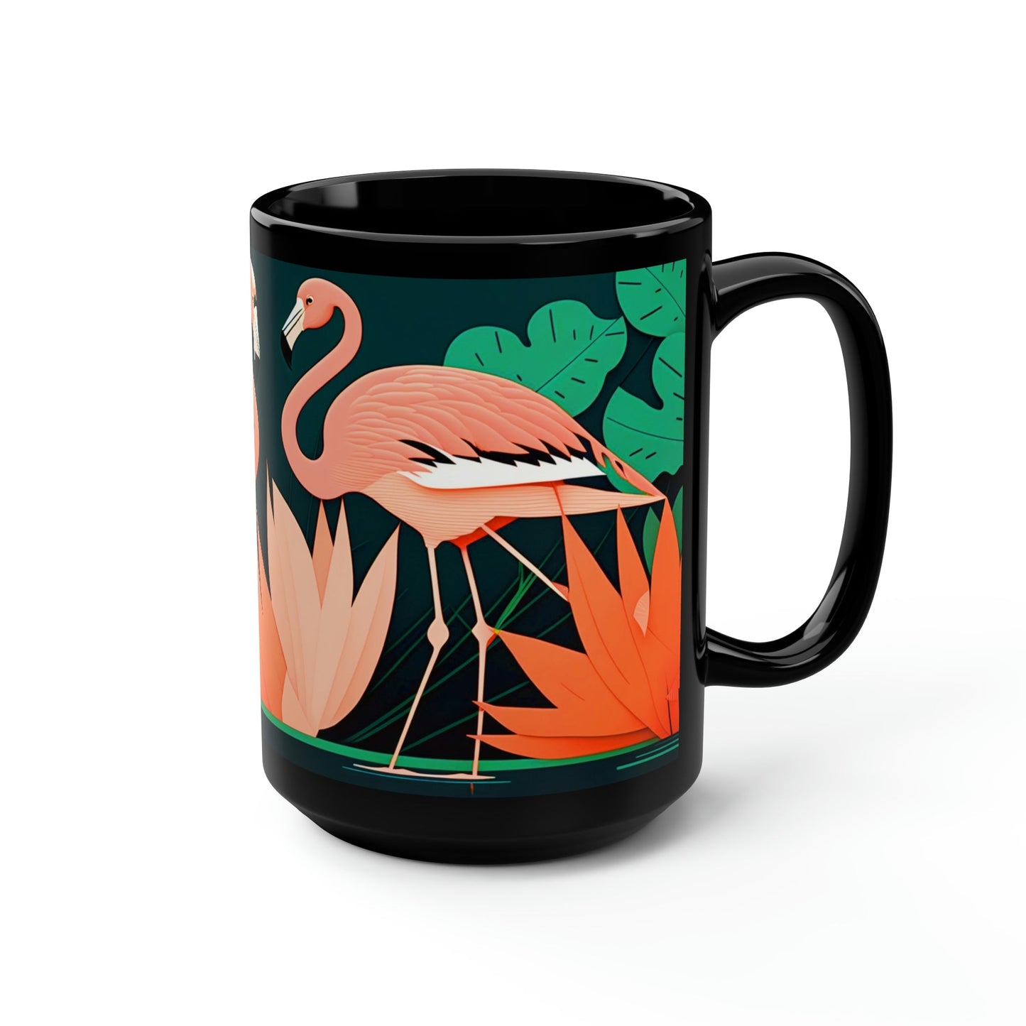 Mid Century Modern Pair of Pink Flamingos - 15 oz Coffee Mug