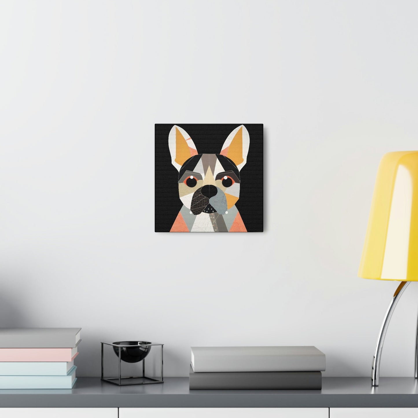 Mid-Century Modern Portrait of French Bulldog Canvas Gallery Wraps