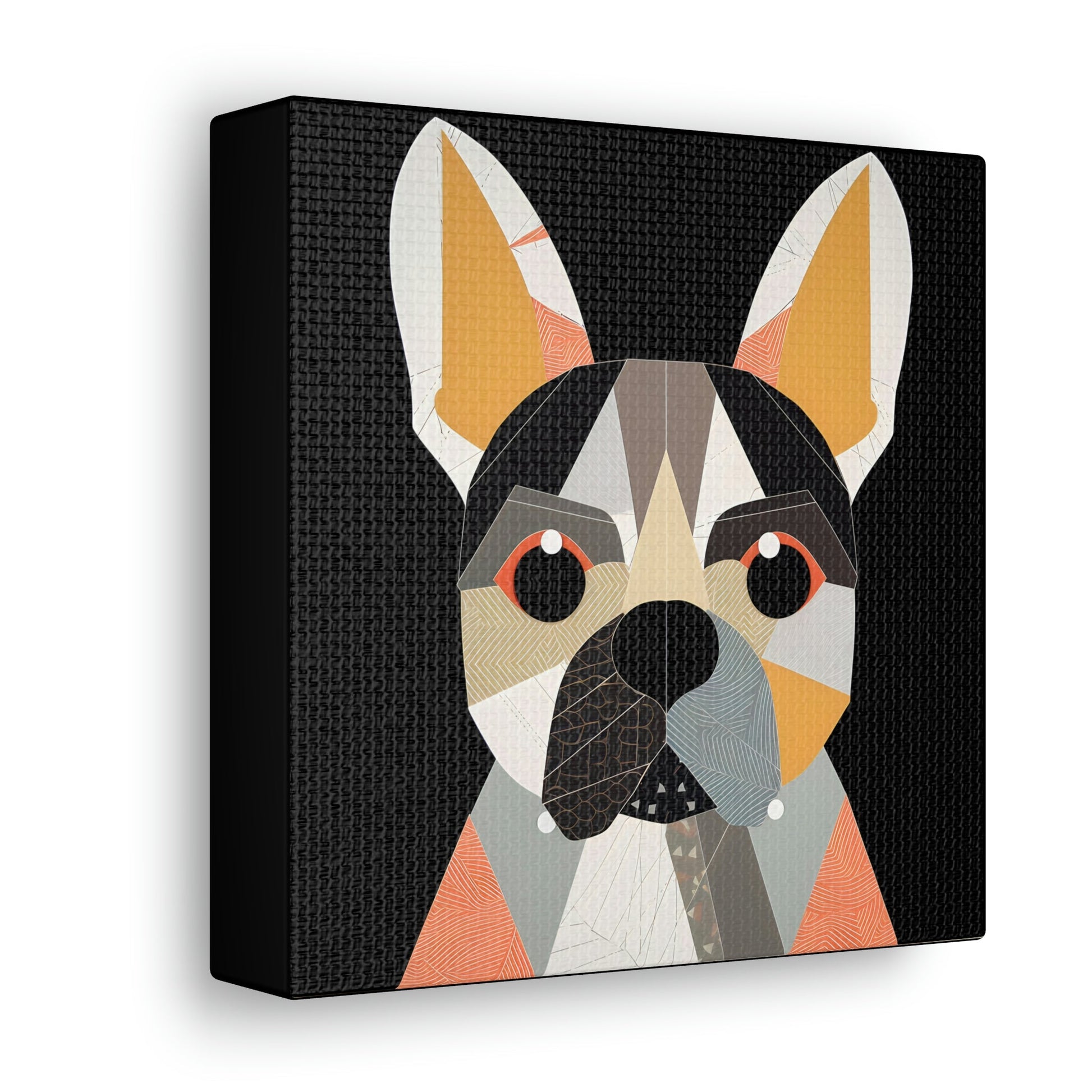 Mid-Century Modern Portrait of French Bulldog Canvas Gallery Wraps