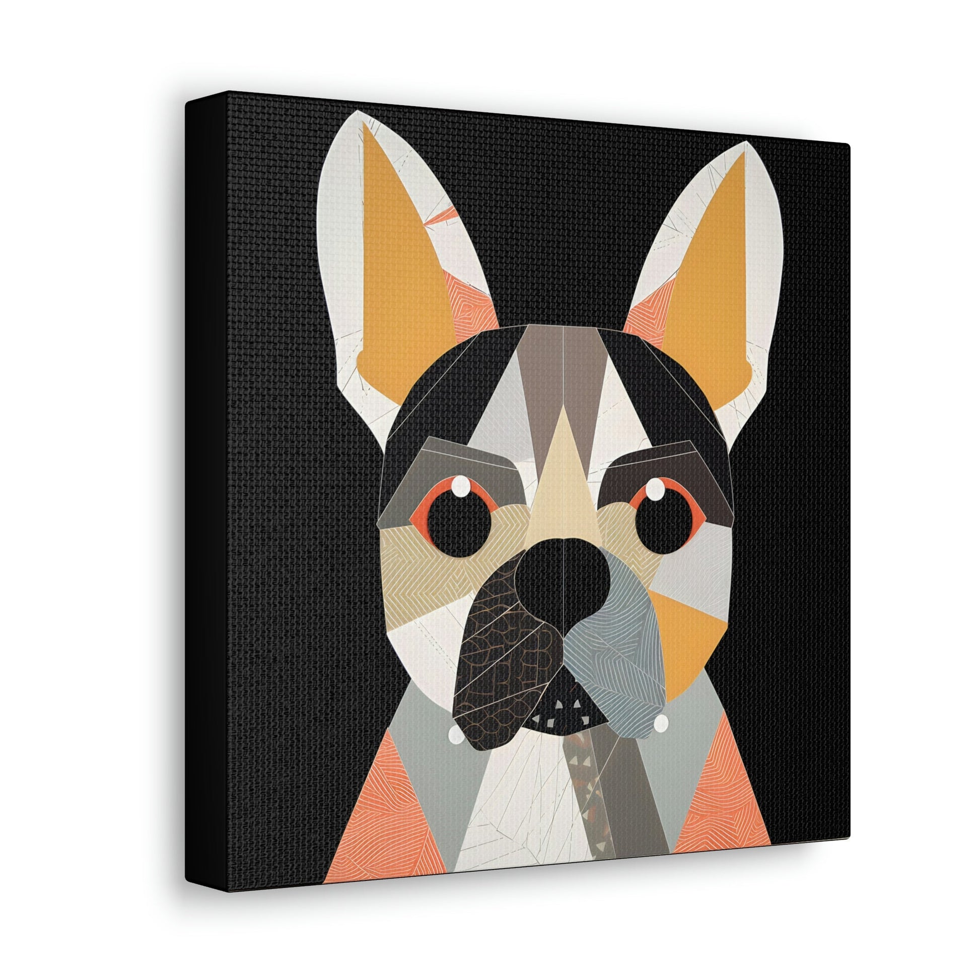 Mid-Century Modern Portrait of French Bulldog Canvas Gallery Wraps