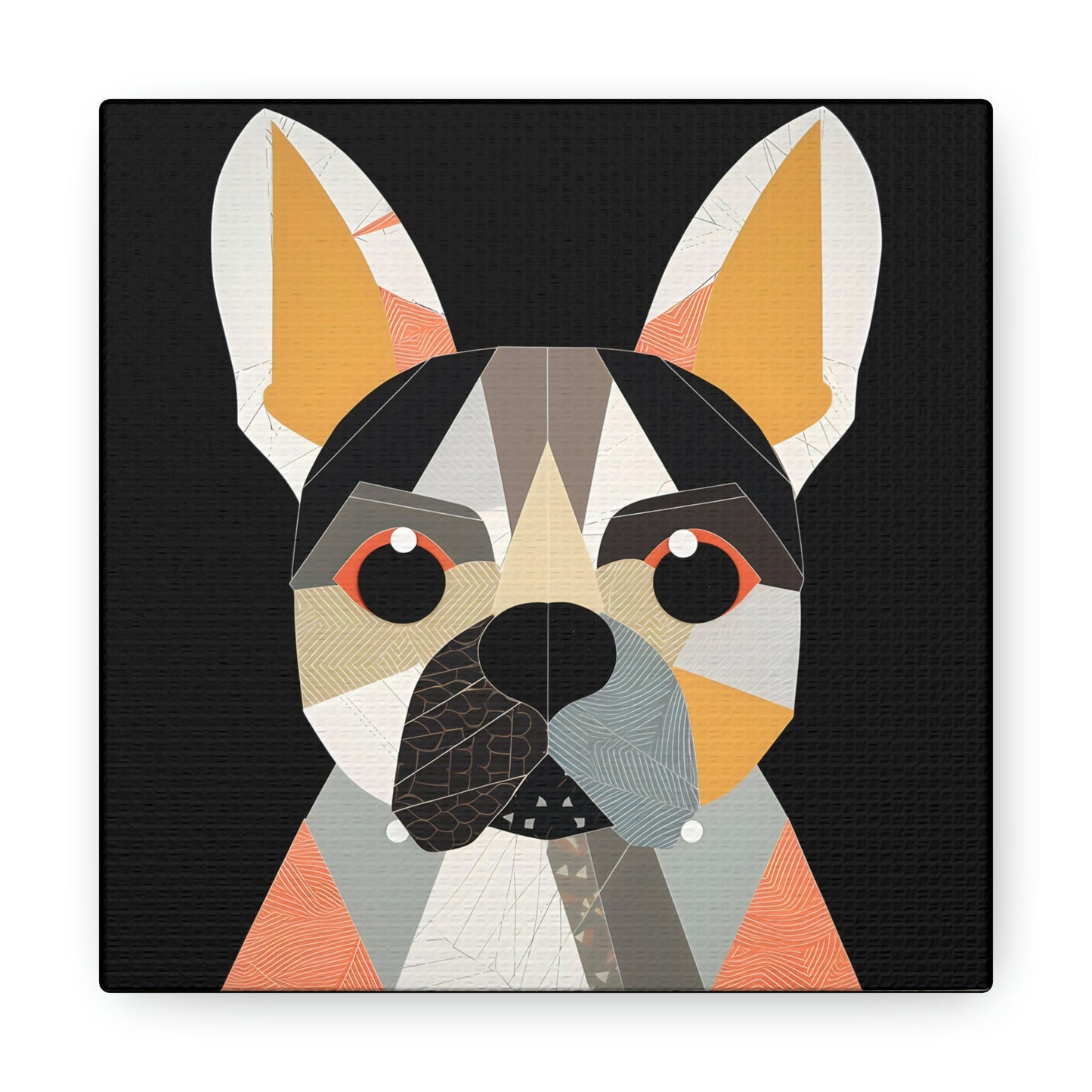 Mid-Century Modern Portrait of French Bulldog Canvas Gallery Wraps