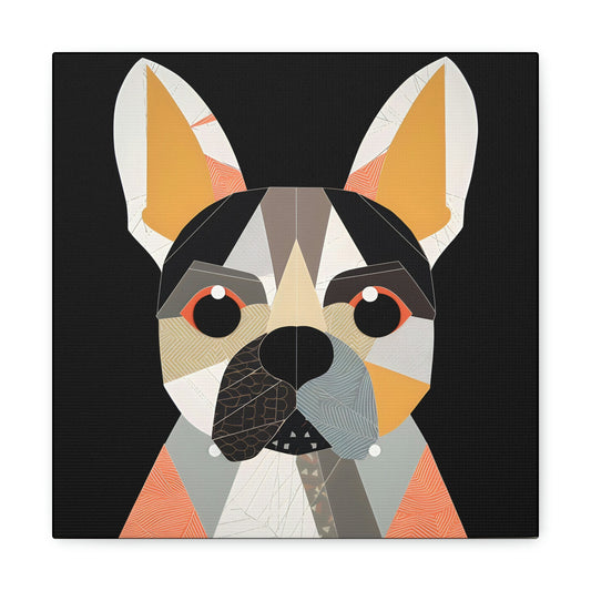 Mid-Century Modern Portrait of French Bulldog Canvas Gallery Wraps