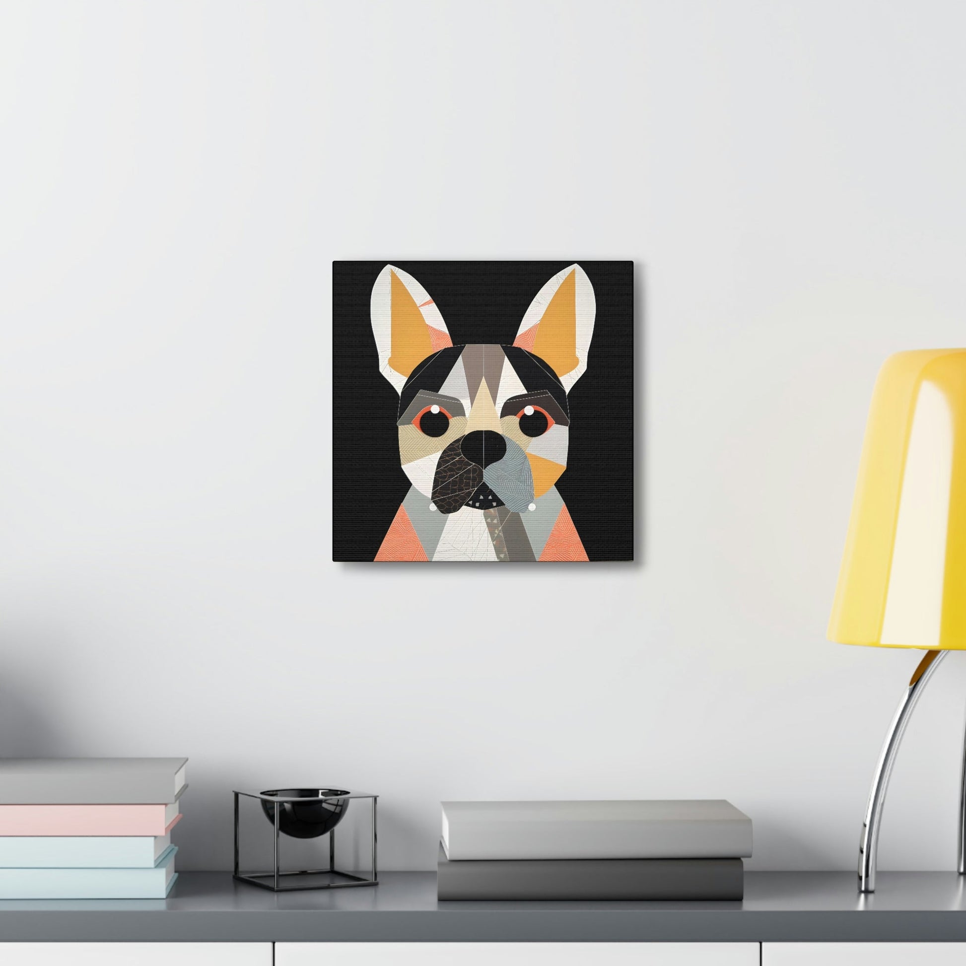 Mid-Century Modern Portrait of French Bulldog Canvas Gallery Wraps