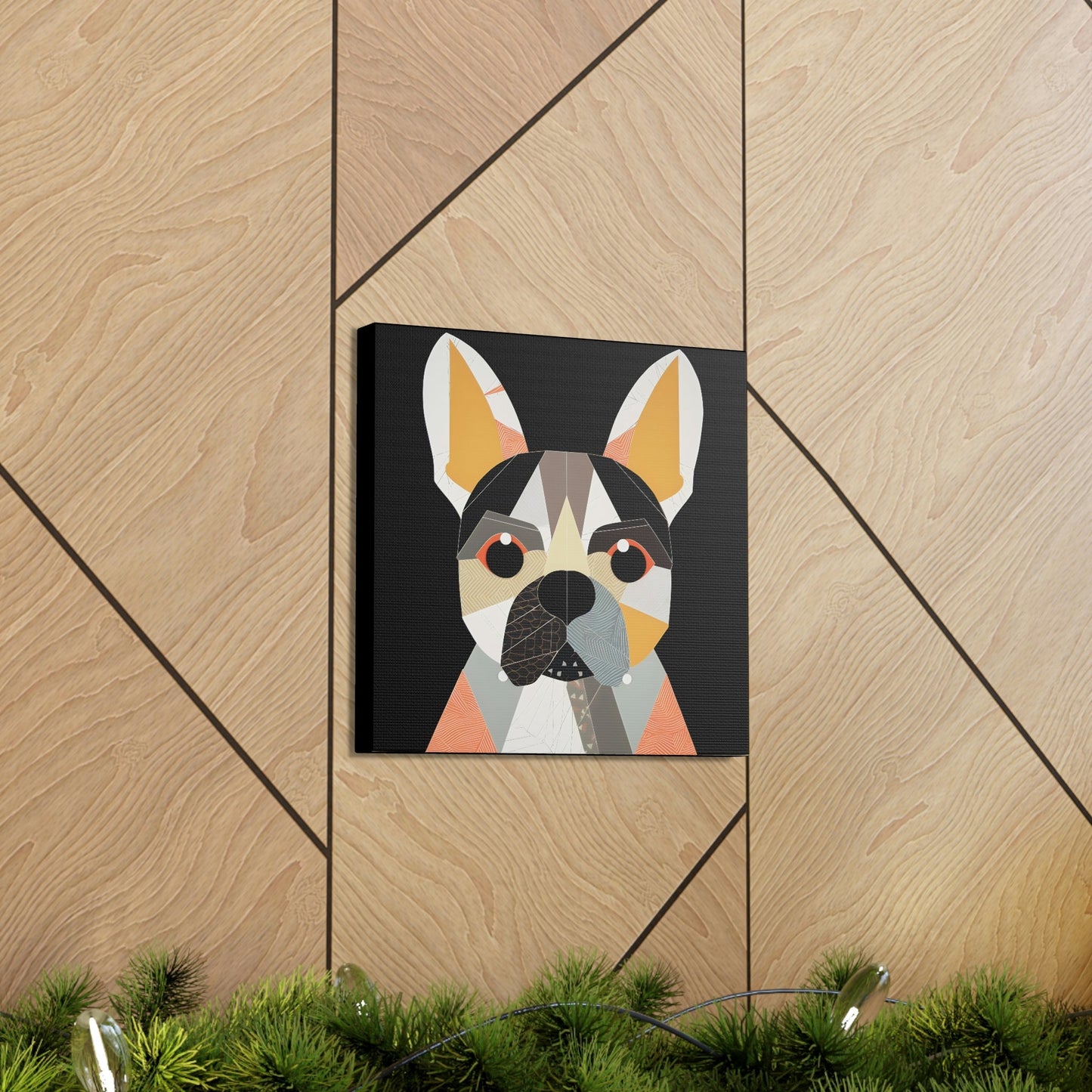 Mid-Century Modern Portrait of French Bulldog Canvas Gallery Wraps