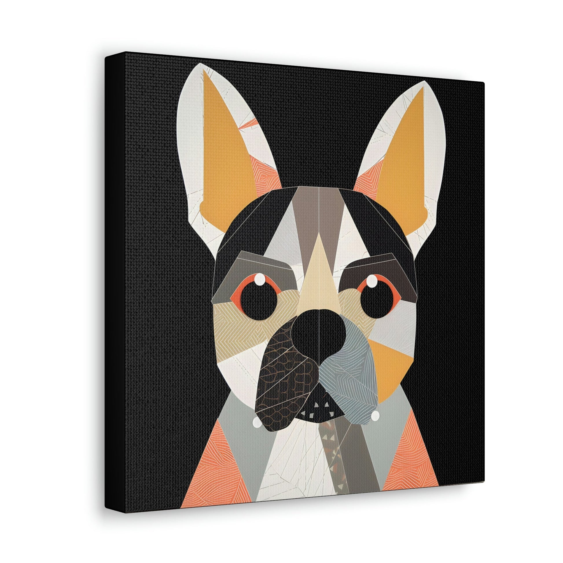 Mid-Century Modern Portrait of French Bulldog Canvas Gallery Wraps