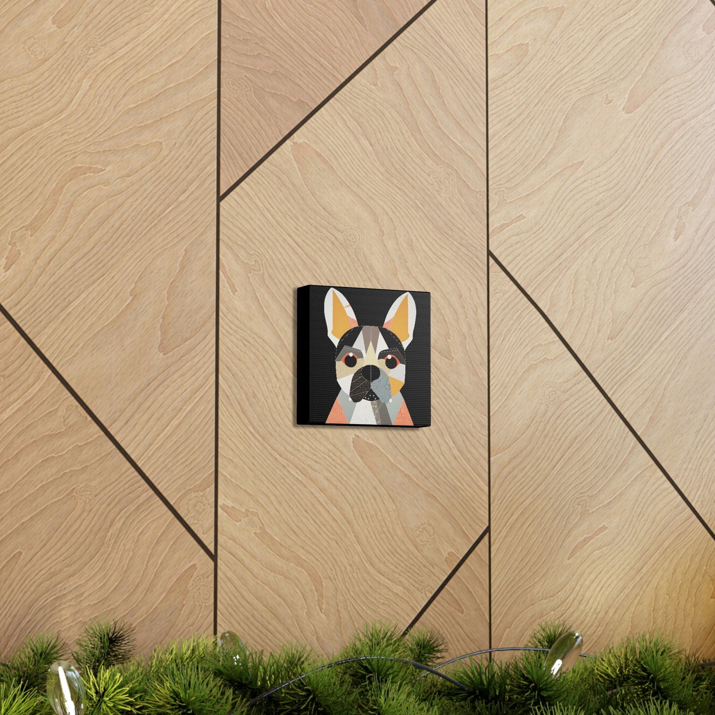 Mid-Century Modern Portrait of French Bulldog Canvas Gallery Wraps