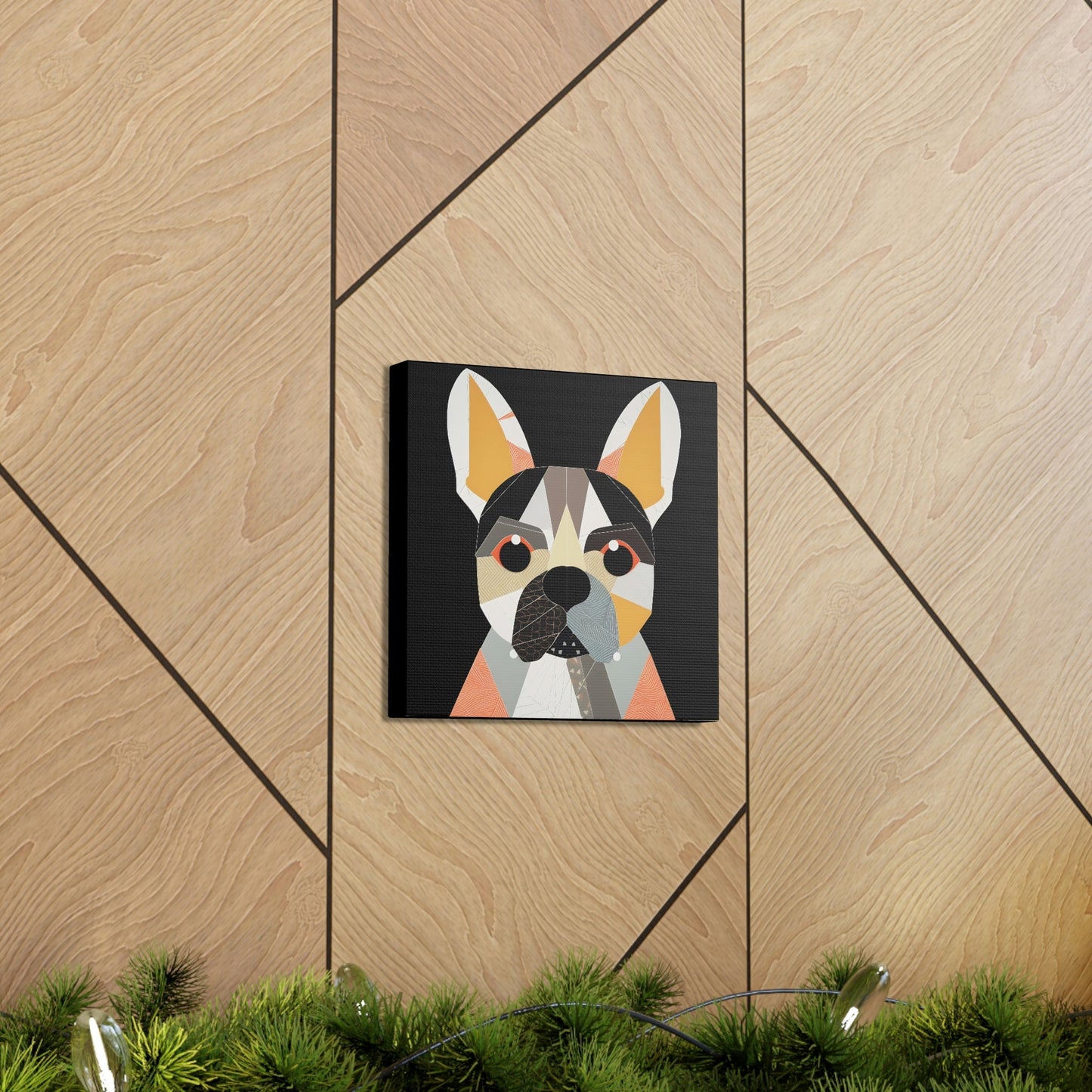 Mid-Century Modern Portrait of French Bulldog Canvas Gallery Wraps