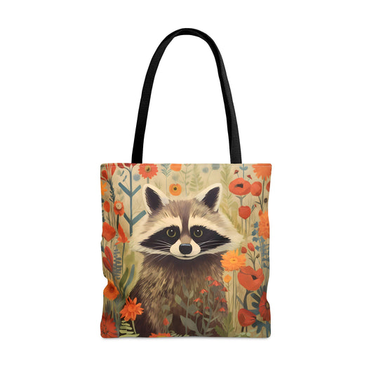 Mid-Century Modern Raccoon in a Garden Tote Bag