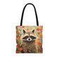 Mid-Century Modern Raccoon in a Garden Tote Bag