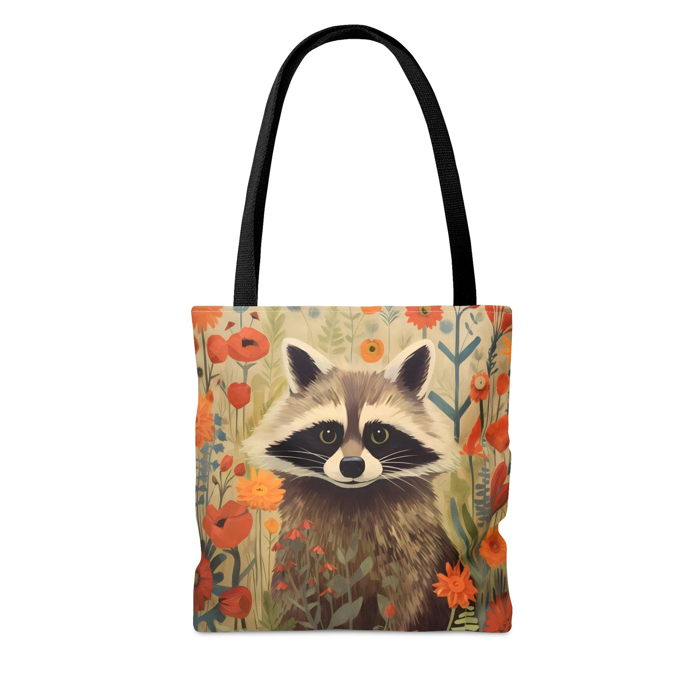 Mid-Century Modern Raccoon in a Garden Tote Bag