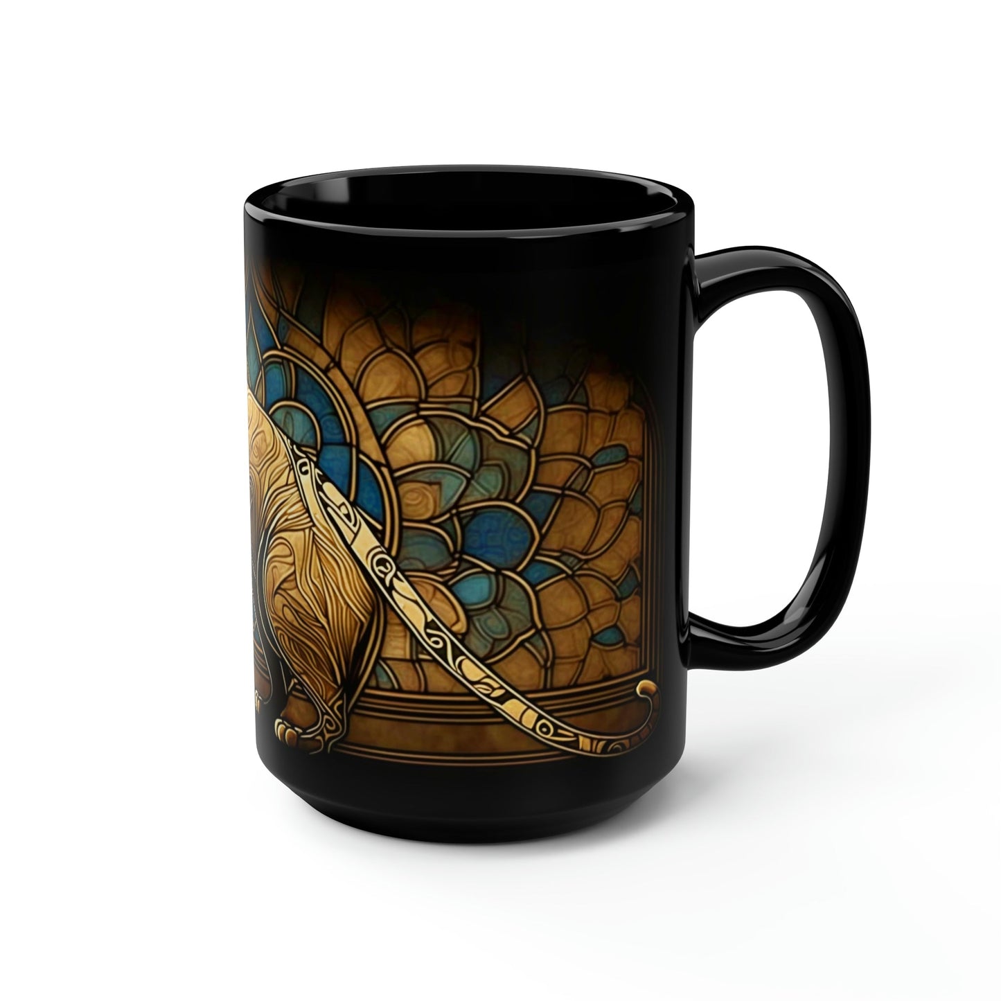 Mid Century Modern Siamese Cat Stained Glass - 15 oz Coffee Mug