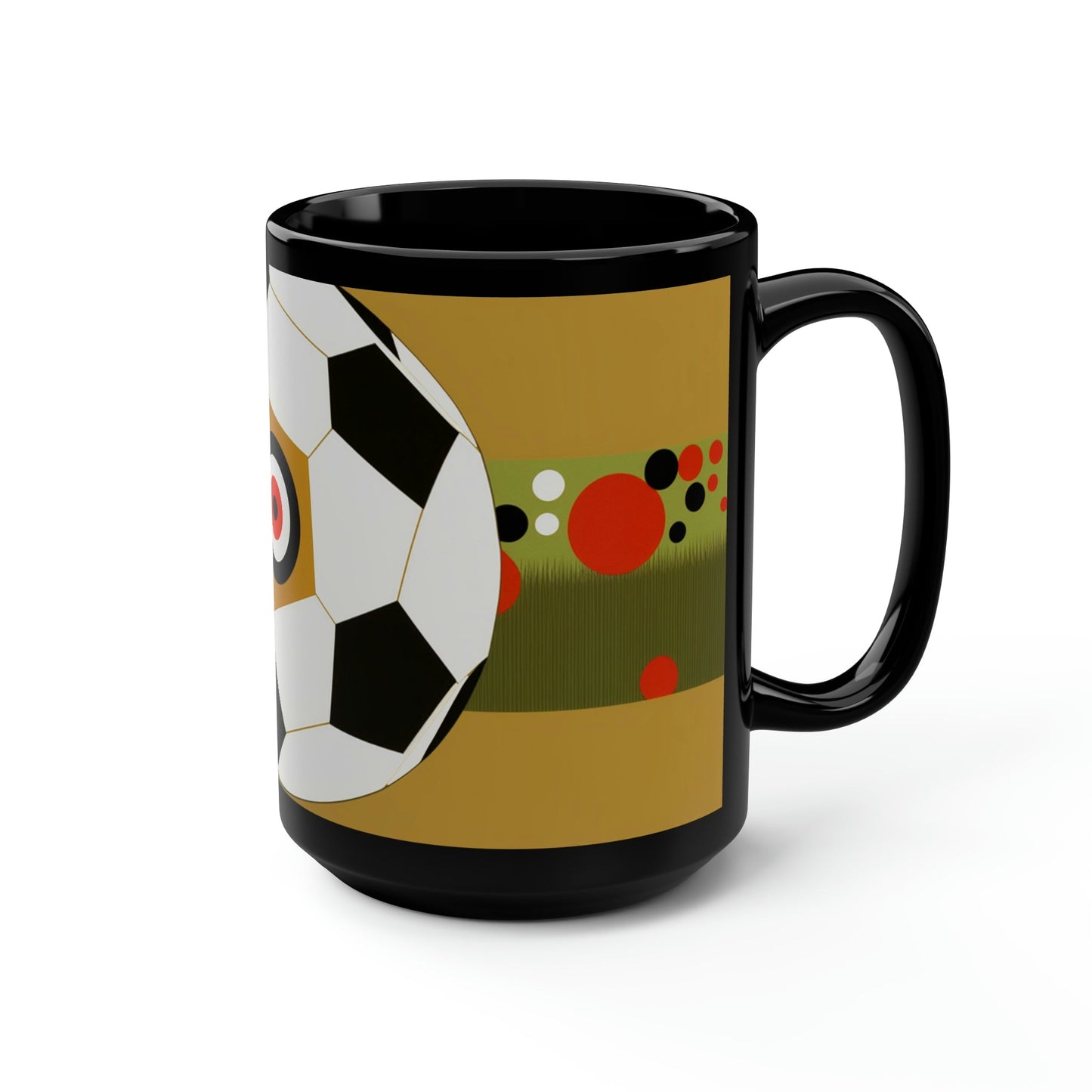 Mid-Century Modern Soccer Ball 15 oz Coffee Mug Gift