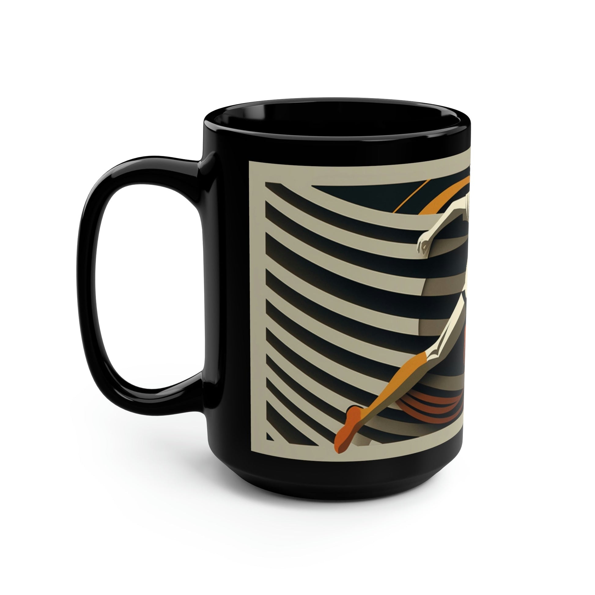 Mid-Century Modern Soccer Player 15 oz Coffee Mug Gift | Art Deco Retro Style