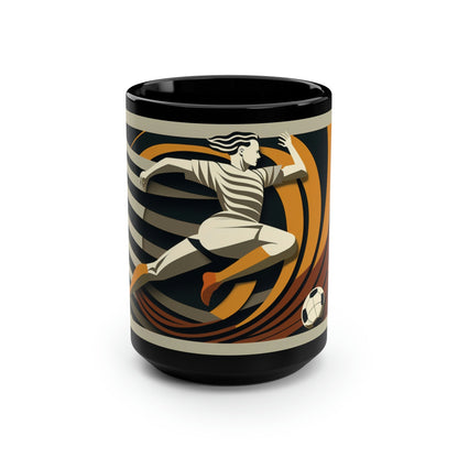 Mid-Century Modern Soccer Player 15 oz Coffee Mug Gift | Art Deco Retro Style