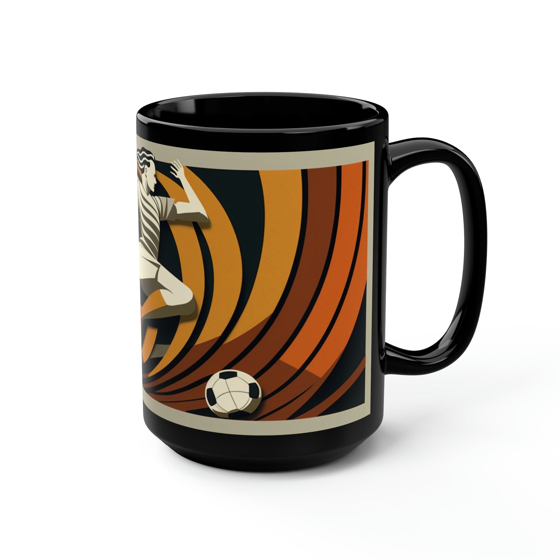 Mid-Century Modern Soccer Player 15 oz Coffee Mug Gift | Art Deco Retro Style