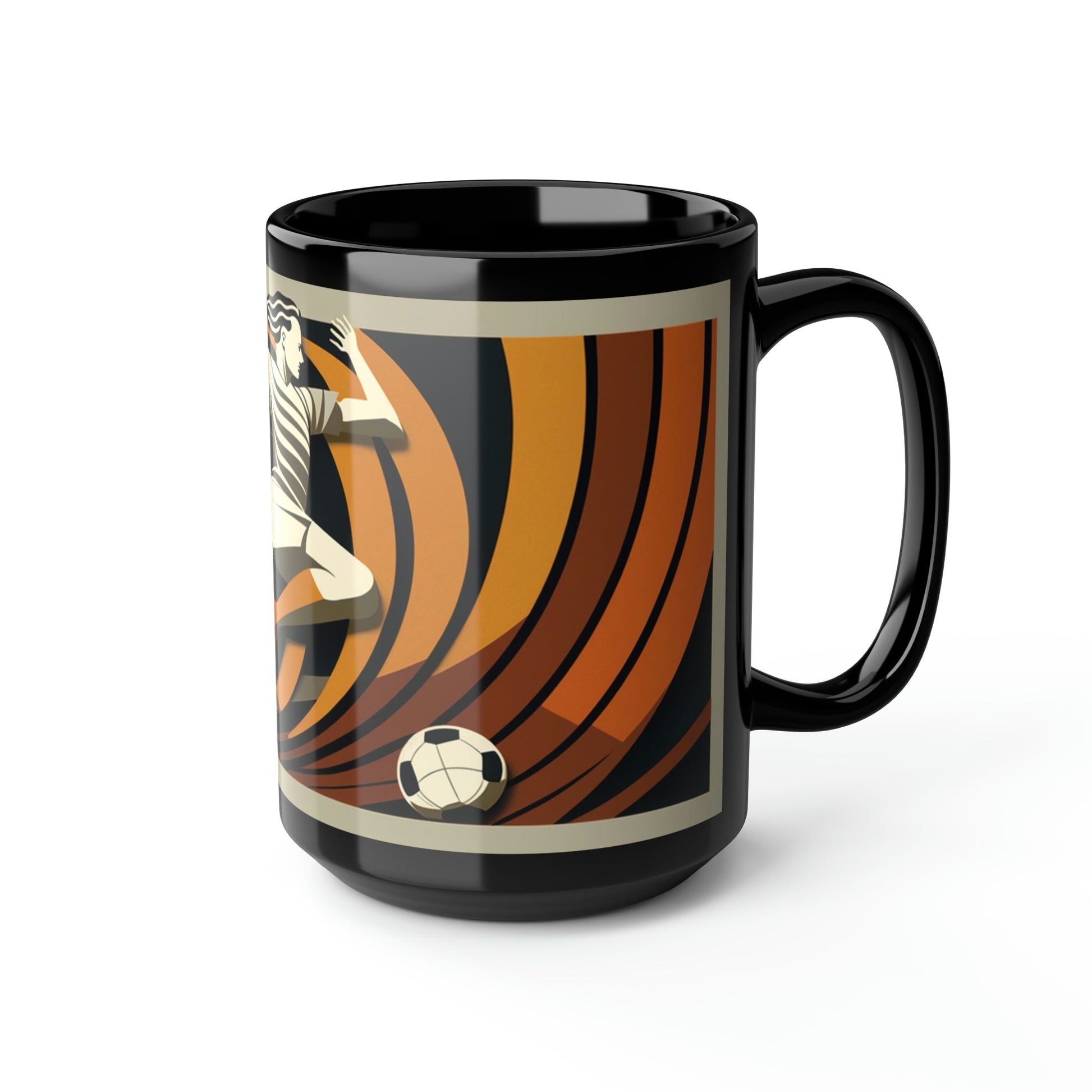 Mid-Century Modern Soccer Player 15 oz Coffee Mug Gift | Art Deco Retro Style