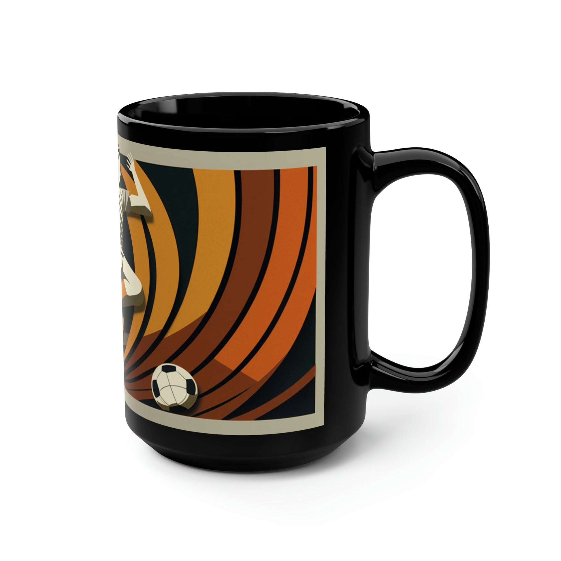 Mid-Century Modern Soccer Player 15 oz Coffee Mug Gift | Art Deco Retro Style