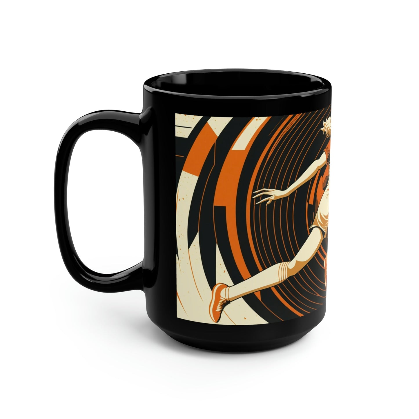 Mid-Century Modern Woman's Soccer Player 15 oz Coffee Mug Gift | Art Deco Retro Style