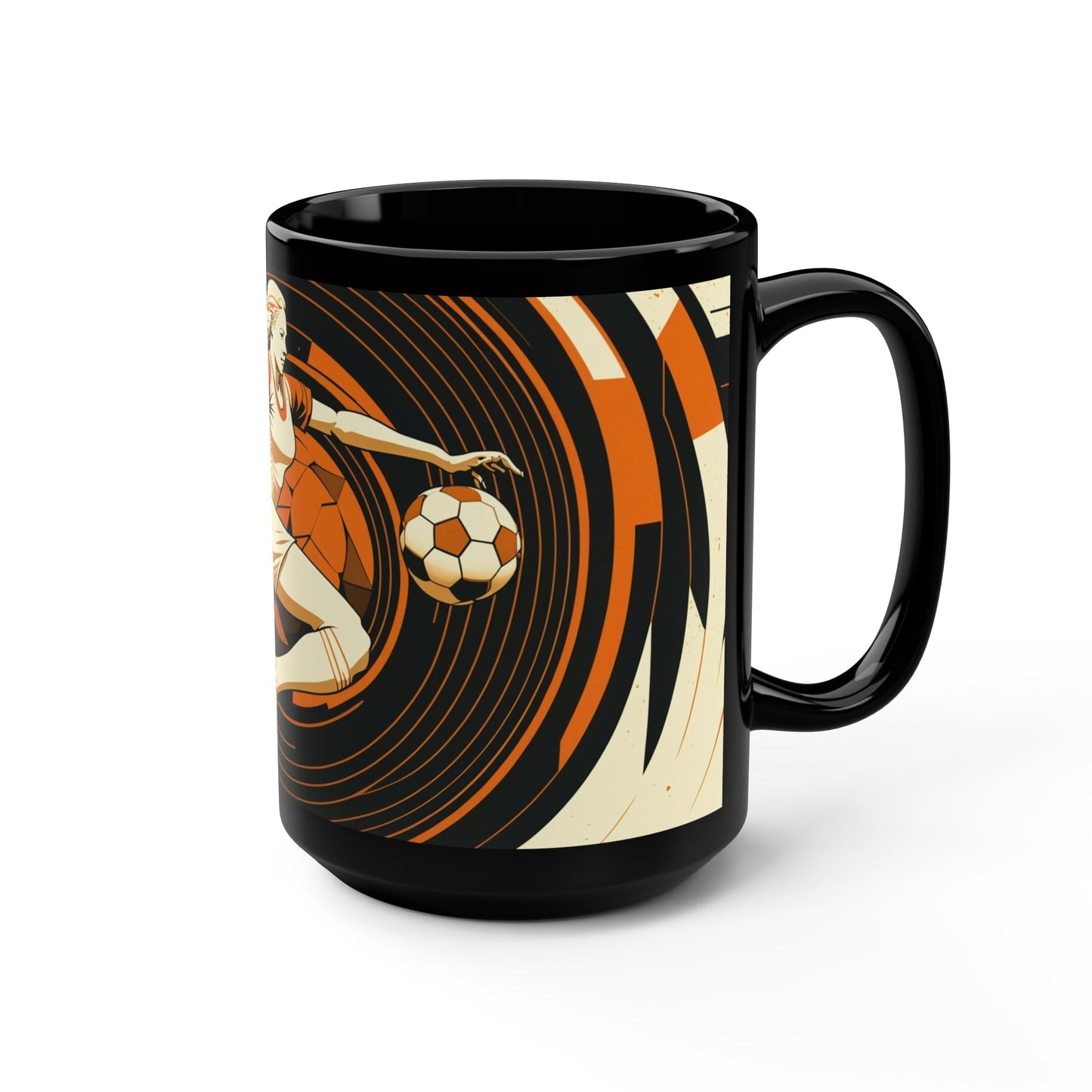 Mid-Century Modern Woman's Soccer Player 15 oz Coffee Mug Gift | Art Deco Retro Style