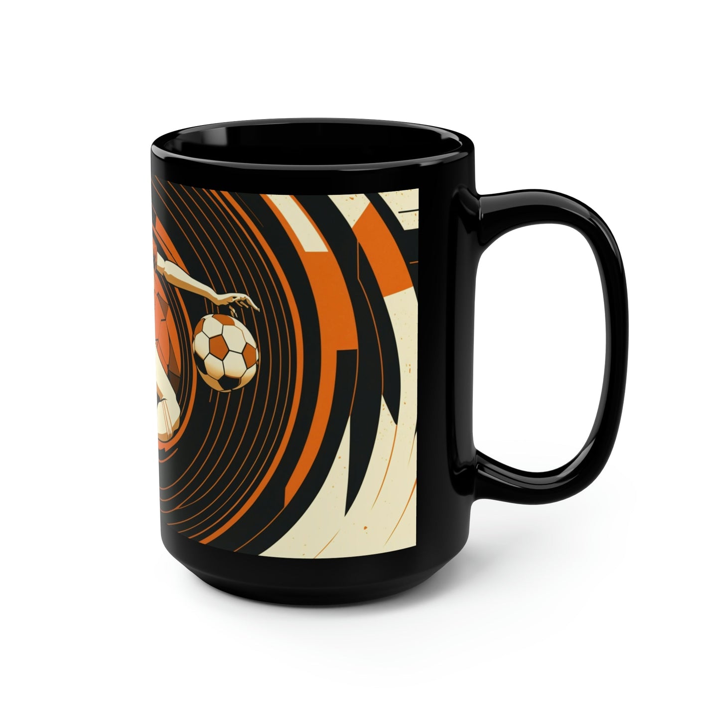 Mid-Century Modern Woman's Soccer Player 15 oz Coffee Mug Gift | Art Deco Retro Style