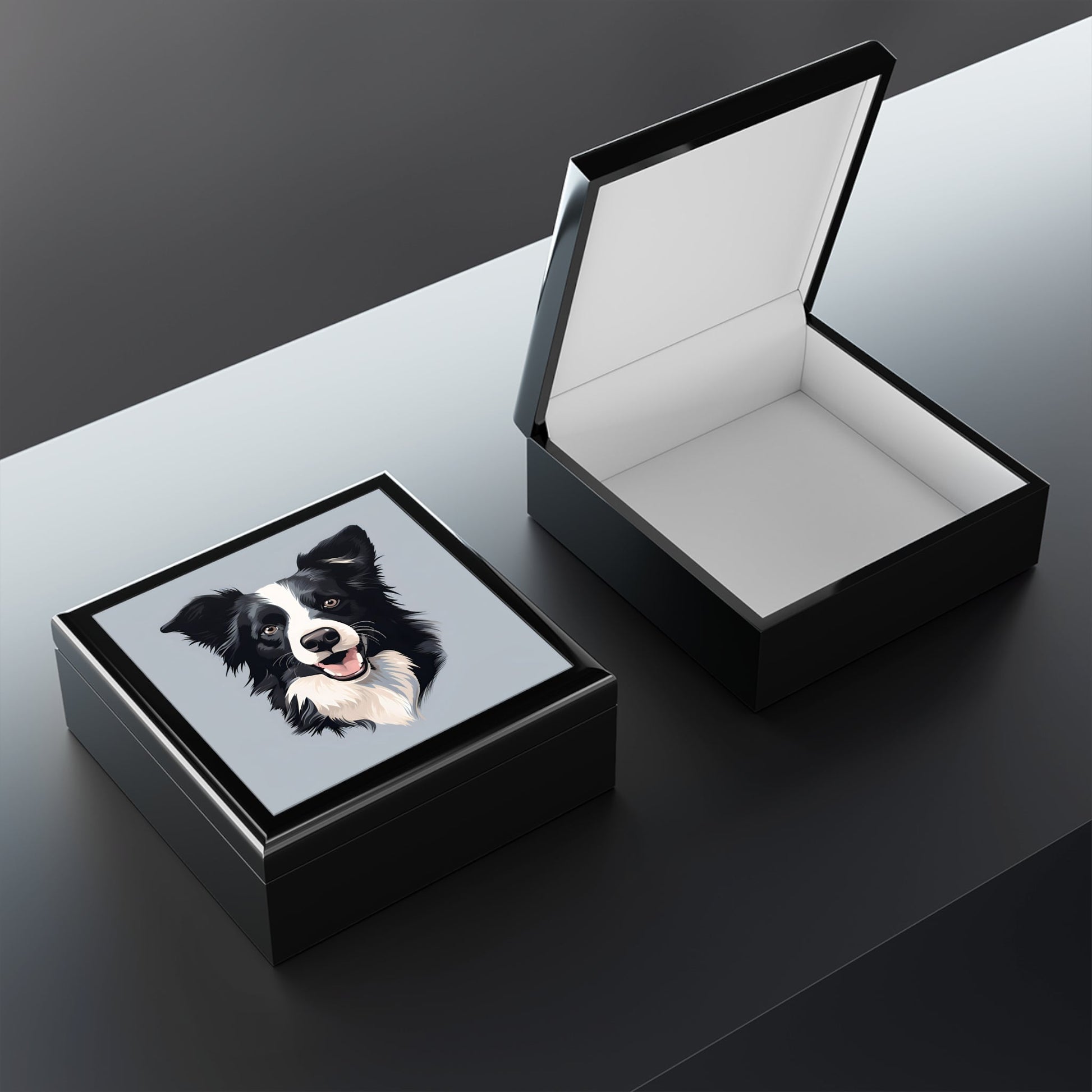 Minimalism Border Collie Art Print Gift and Jewelry Box