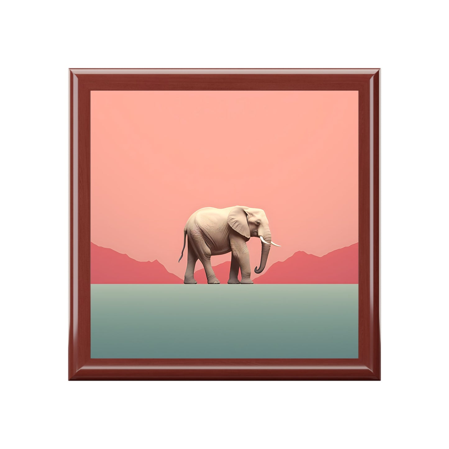 Minimalism Elephant at Dawn Art Gift and Jewelry Box