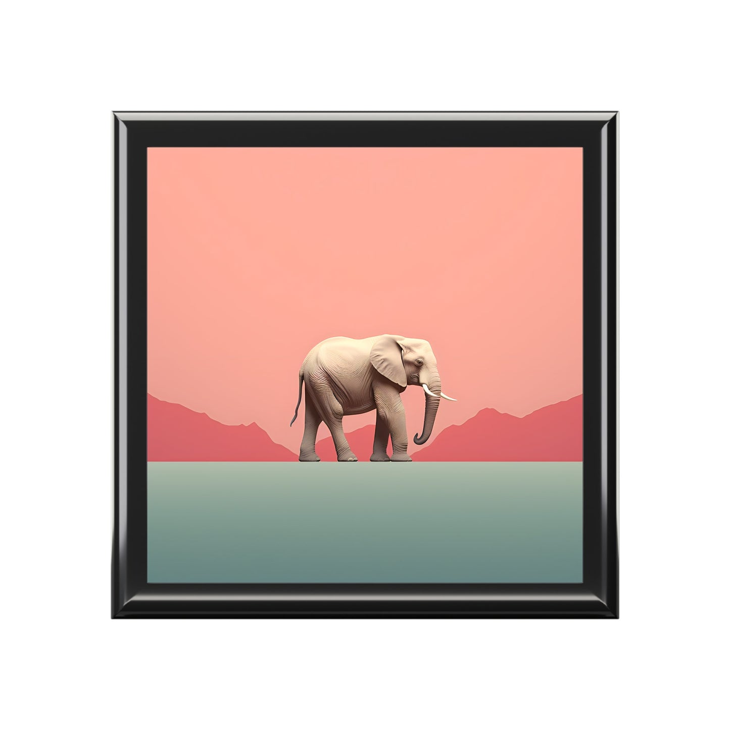 Minimalism Elephant at Dawn Art Gift and Jewelry Box