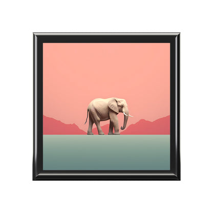 Minimalism Elephant at Dawn Art Gift and Jewelry Box