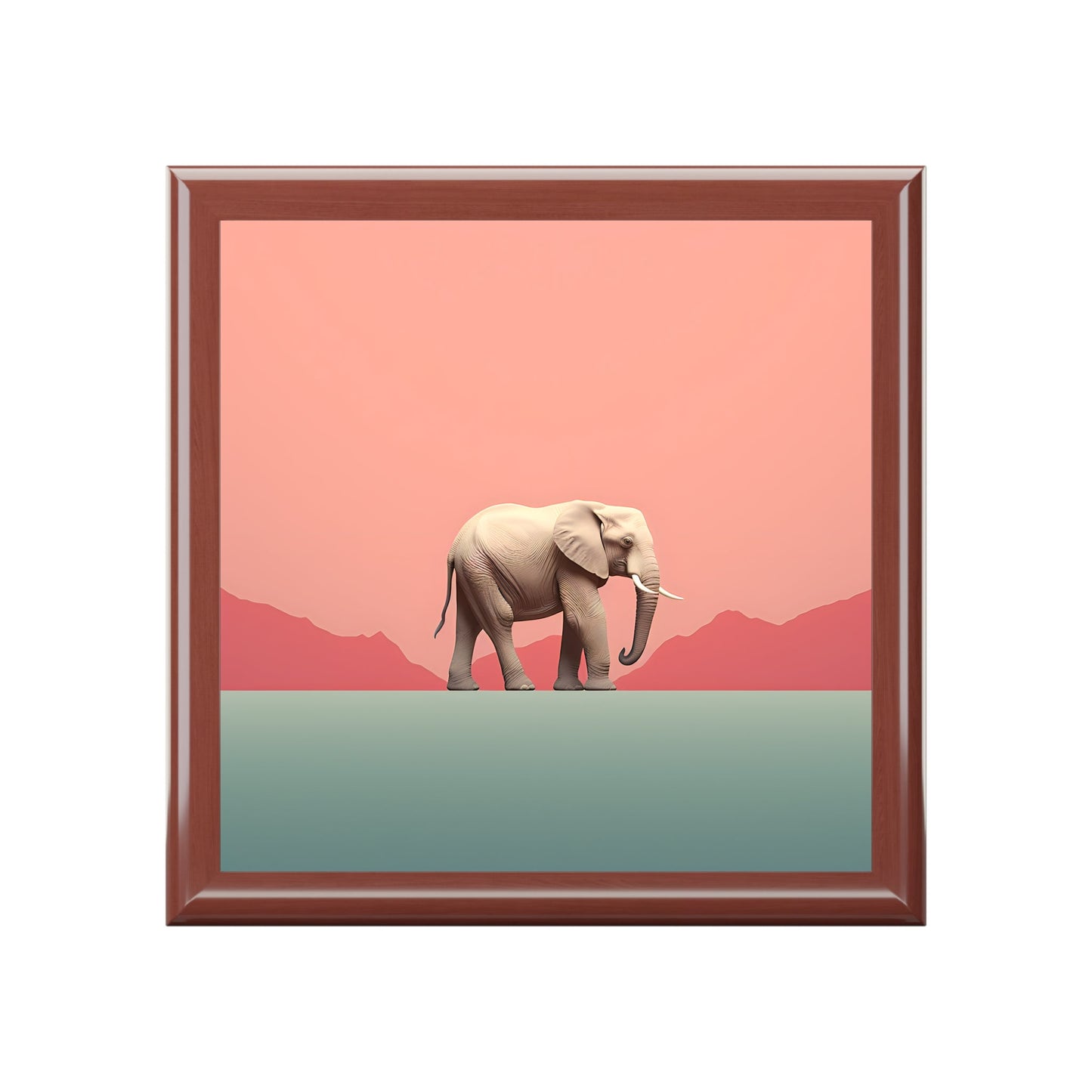 Minimalism Elephant at Dawn Art Gift and Jewelry Box