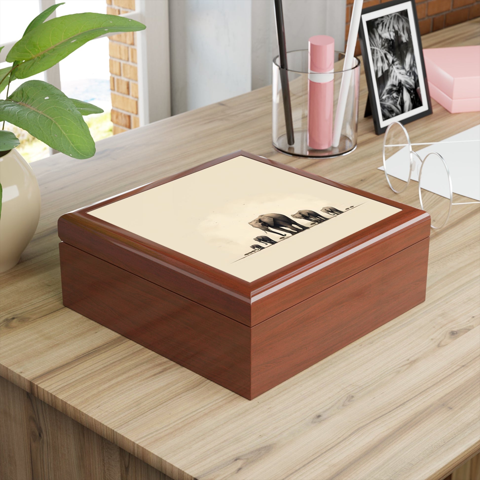 Minimalism Style Elephant Herd Gift and Jewelry Box