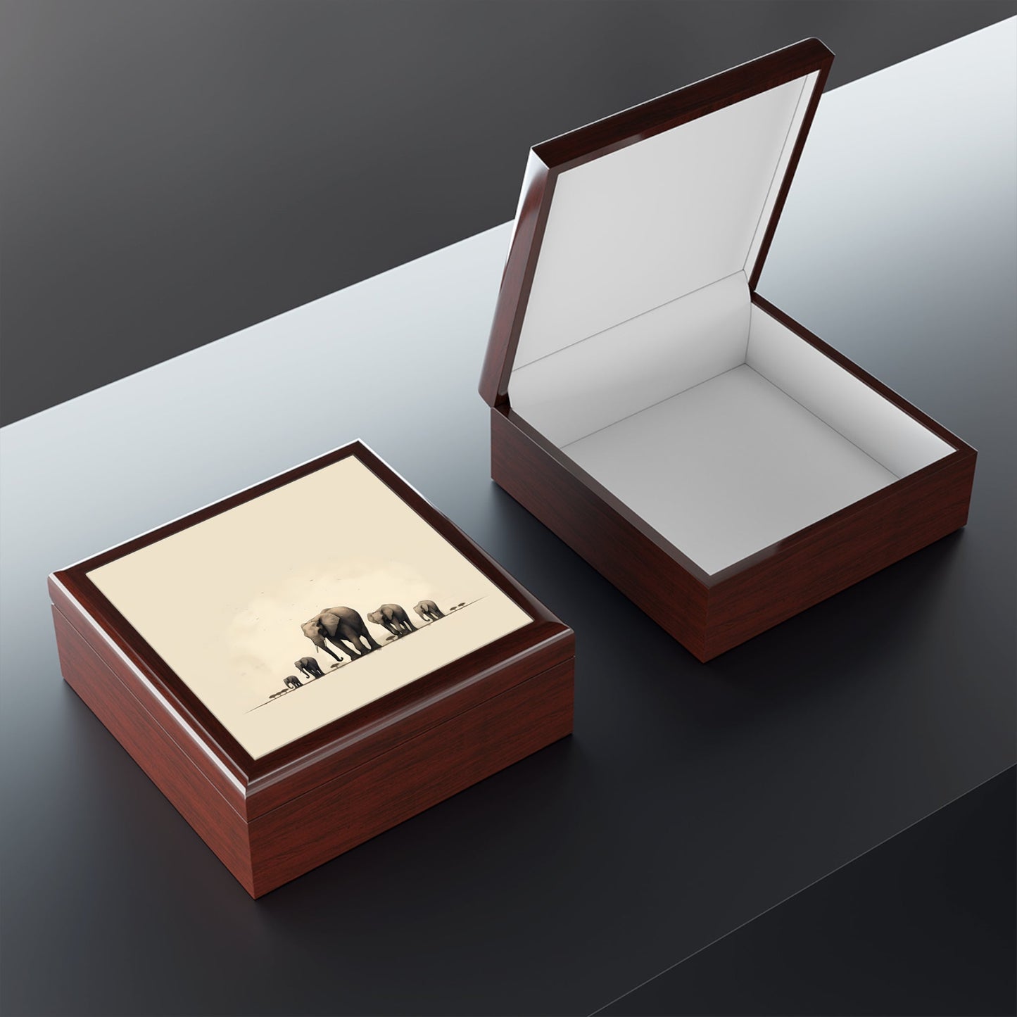 Minimalism Style Elephant Herd Gift and Jewelry Box