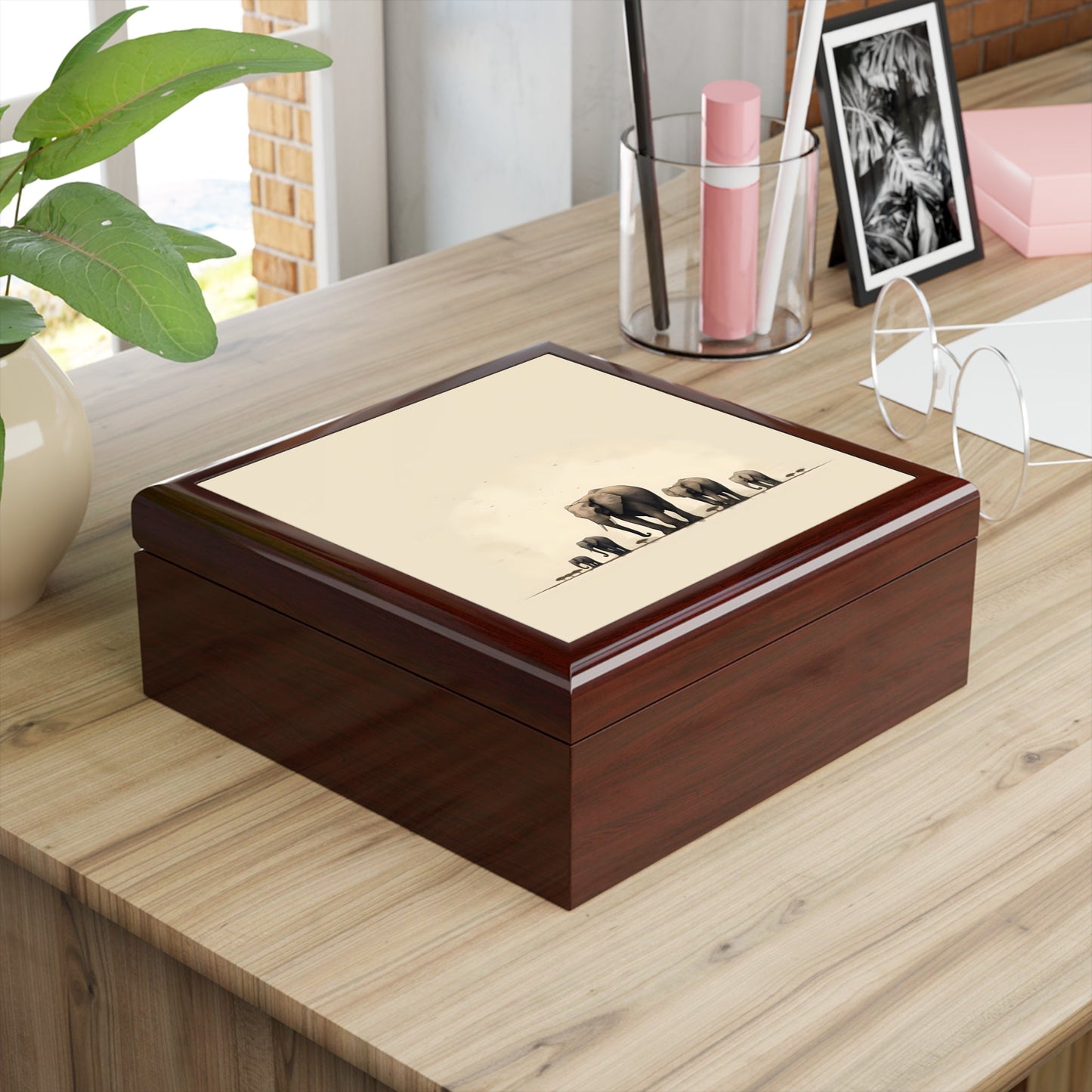 Minimalism Style Elephant Herd Gift and Jewelry Box