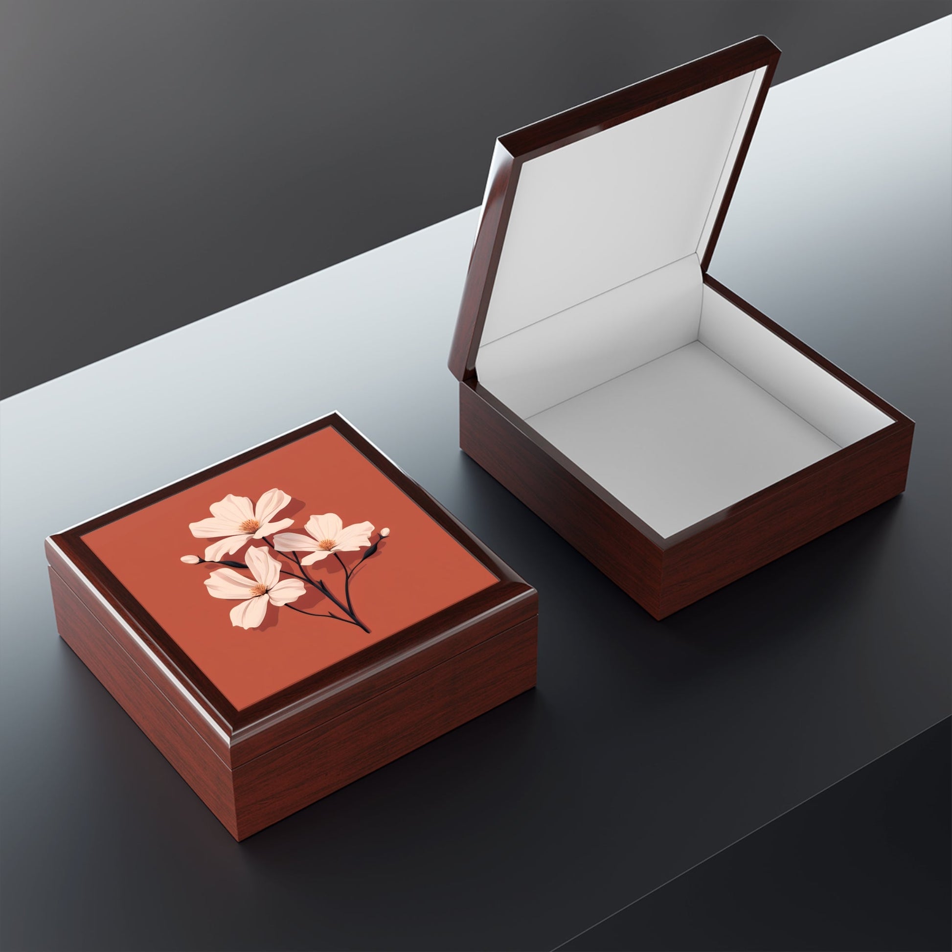 Minimalist Floral Jewelry Keepsake Box