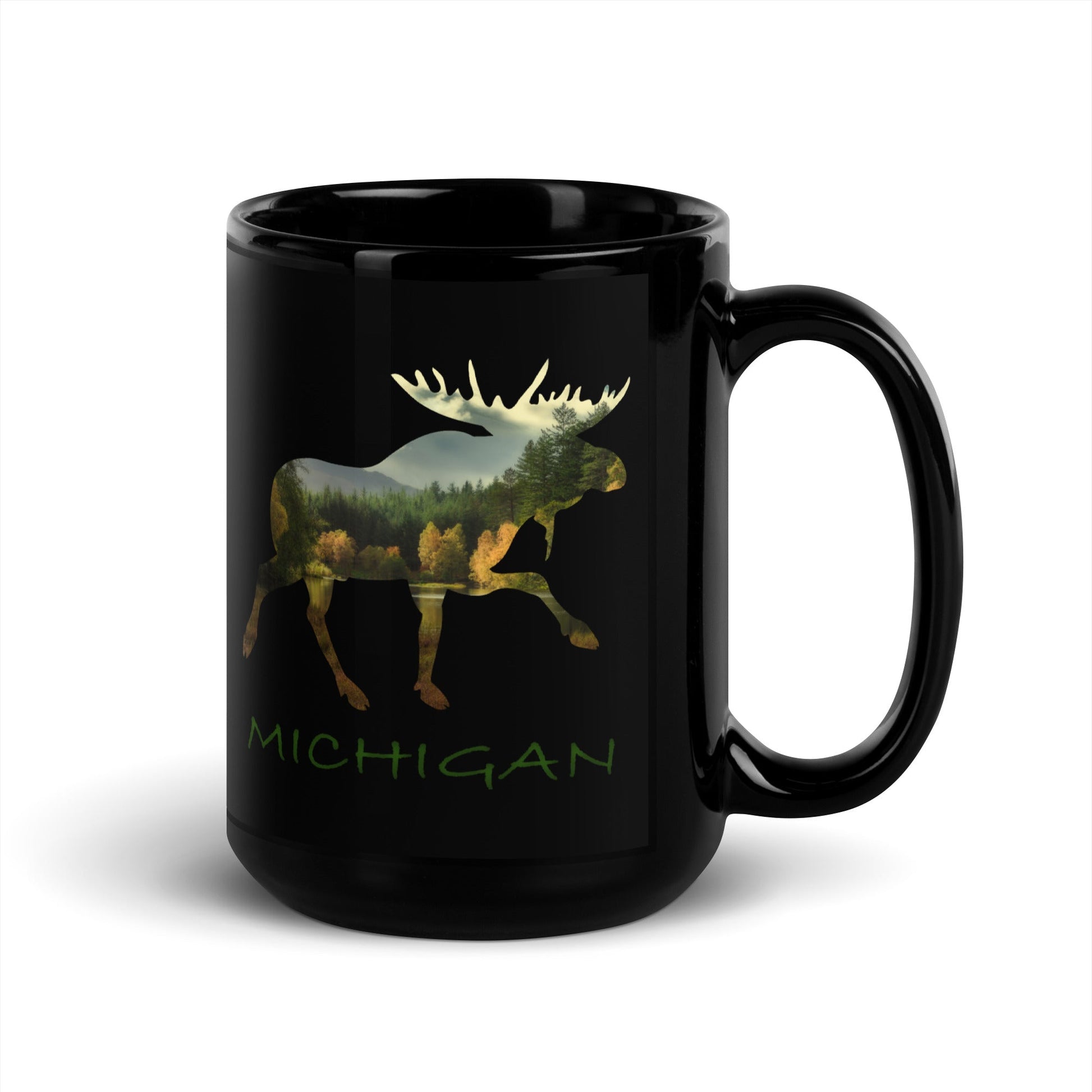 Minnesota Souvenir Moose Black Glossy Ceramic Mug