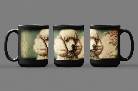 Victorian Vintage Poodle Portrait - 15 oz Coffee Mug