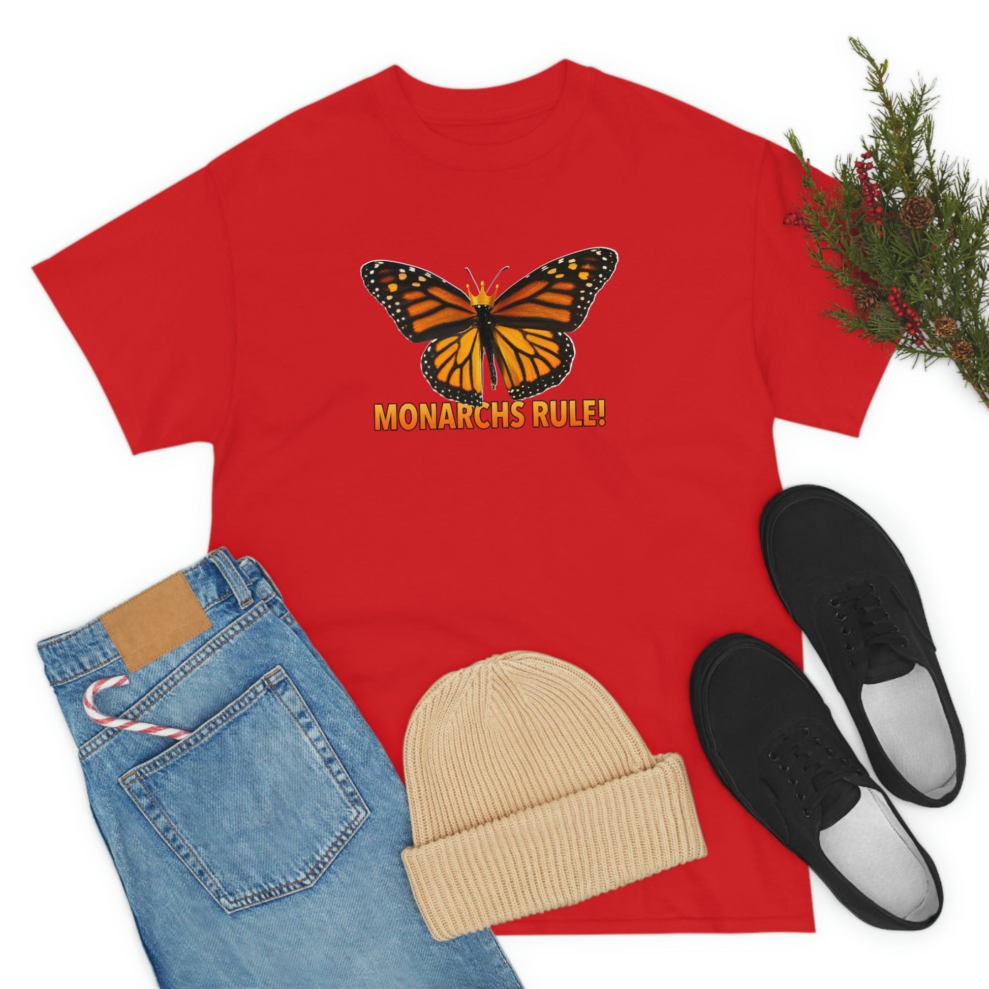 Monarchs Rule Unisex Heavy Cotton Tee butterfly Butterflies Insect Royalty Royals