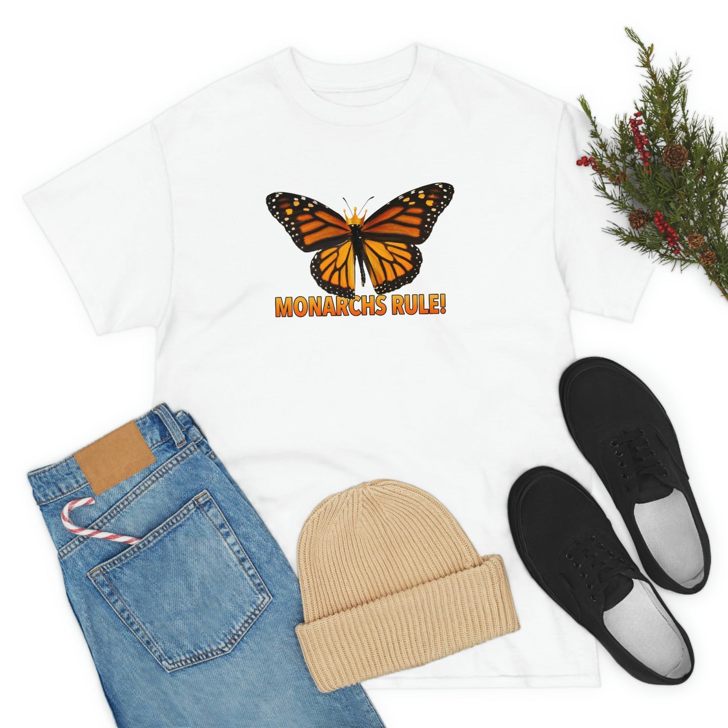 Monarchs Rule Unisex Heavy Cotton Tee butterfly Butterflies Insect Royalty Royals