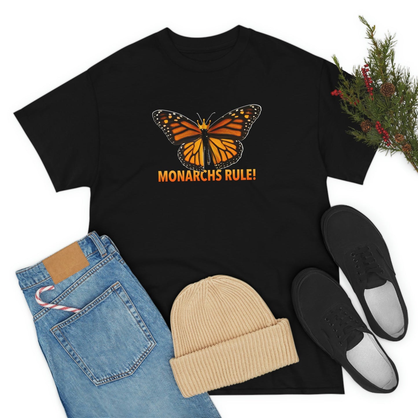 Monarchs Rule Unisex Heavy Cotton Tee butterfly Butterflies Insect Royalty Royals