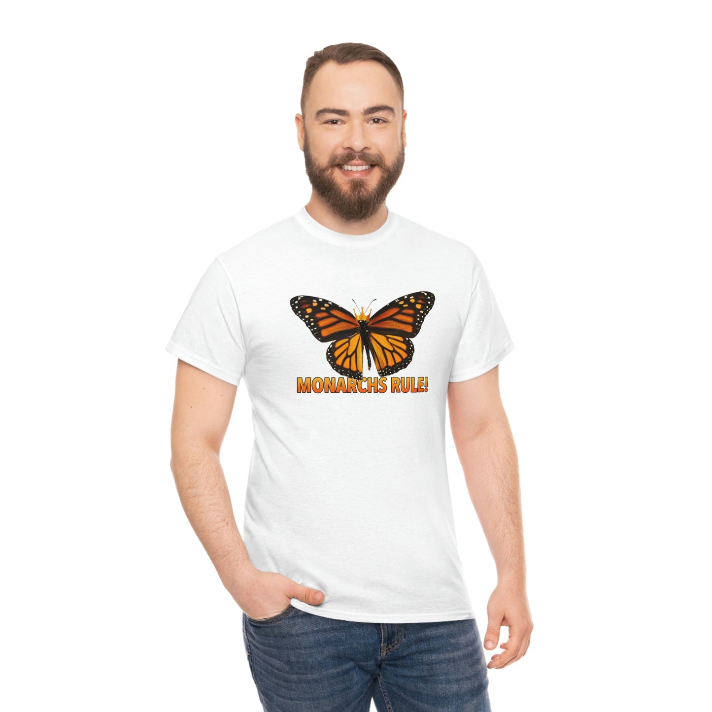 Monarchs Rule Unisex Heavy Cotton Tee butterfly Butterflies Insect Royalty Royals