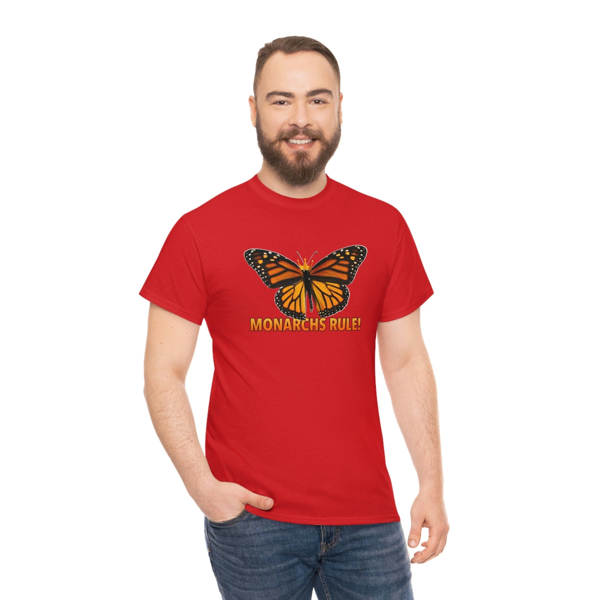 Monarchs Rule Unisex Heavy Cotton Tee butterfly Butterflies Insect Royalty Royals