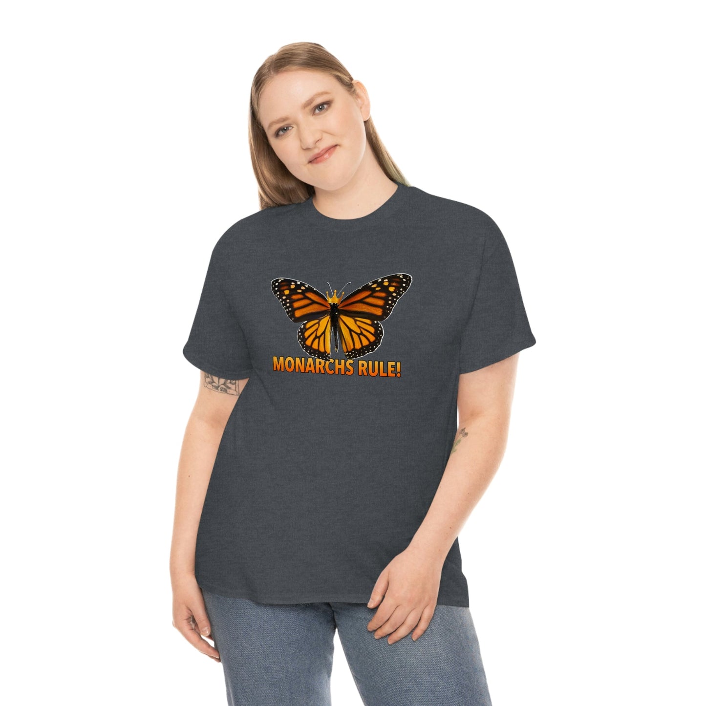 Monarchs Rule Unisex Heavy Cotton Tee butterfly Butterflies Insect Royalty Royals