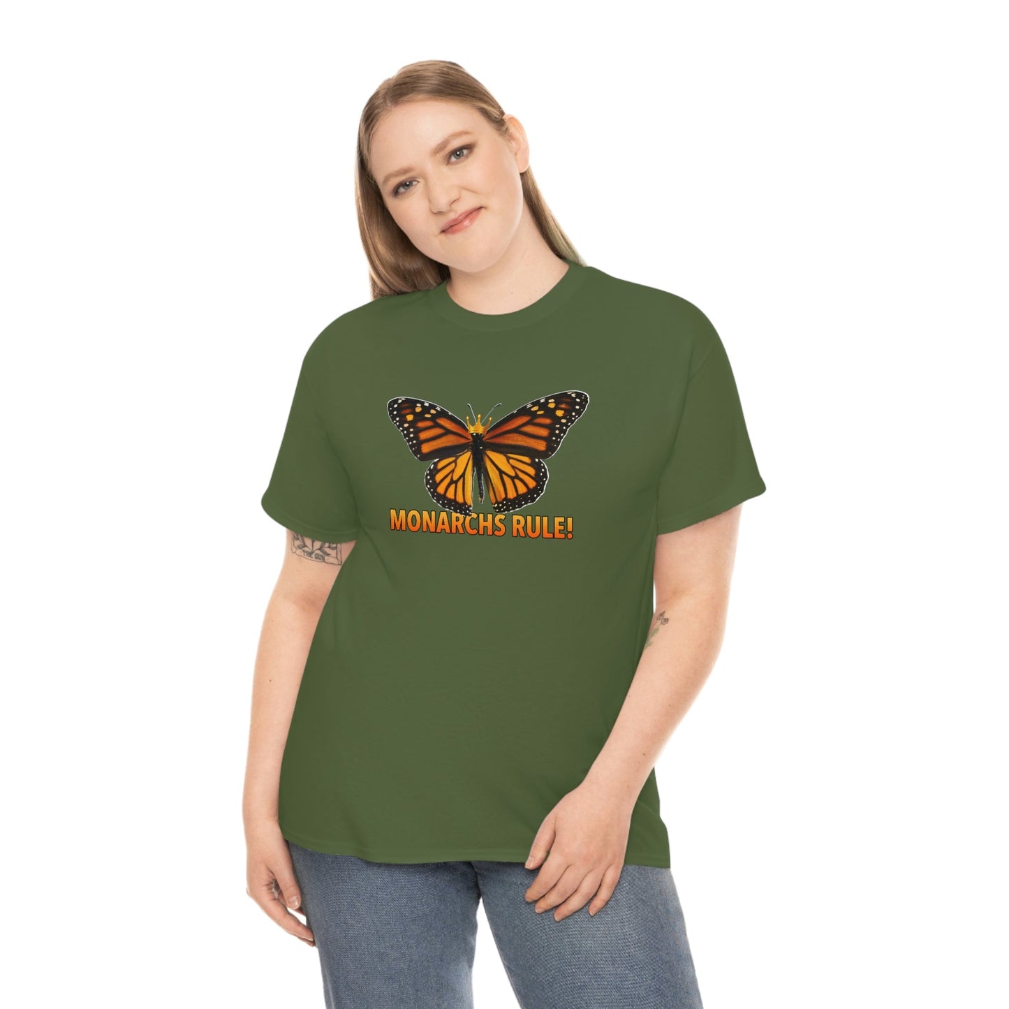 Monarchs Rule Unisex Heavy Cotton Tee butterfly Butterflies Insect Royalty Royals