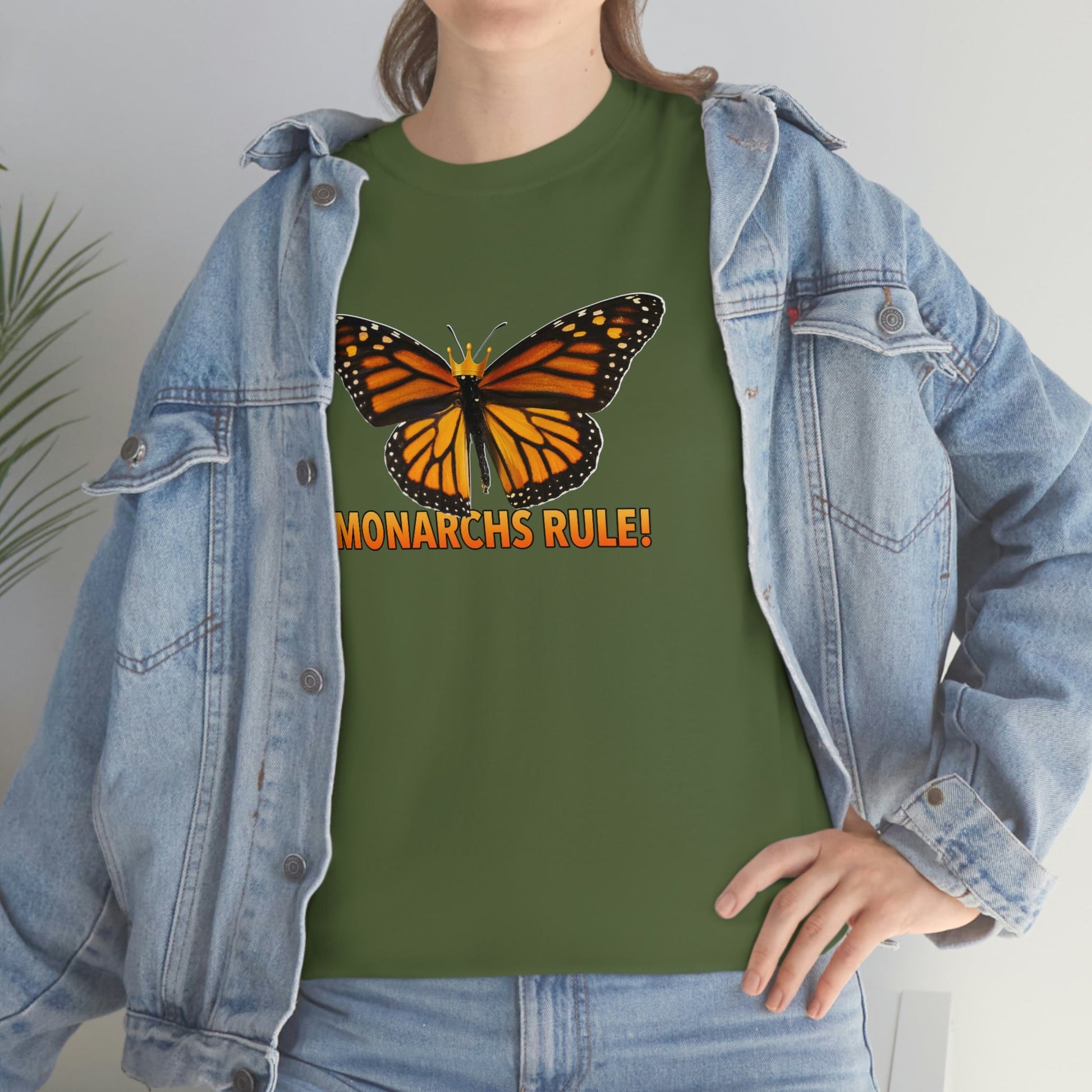 Monarchs Rule Unisex Heavy Cotton Tee butterfly Butterflies Insect Royalty Royals