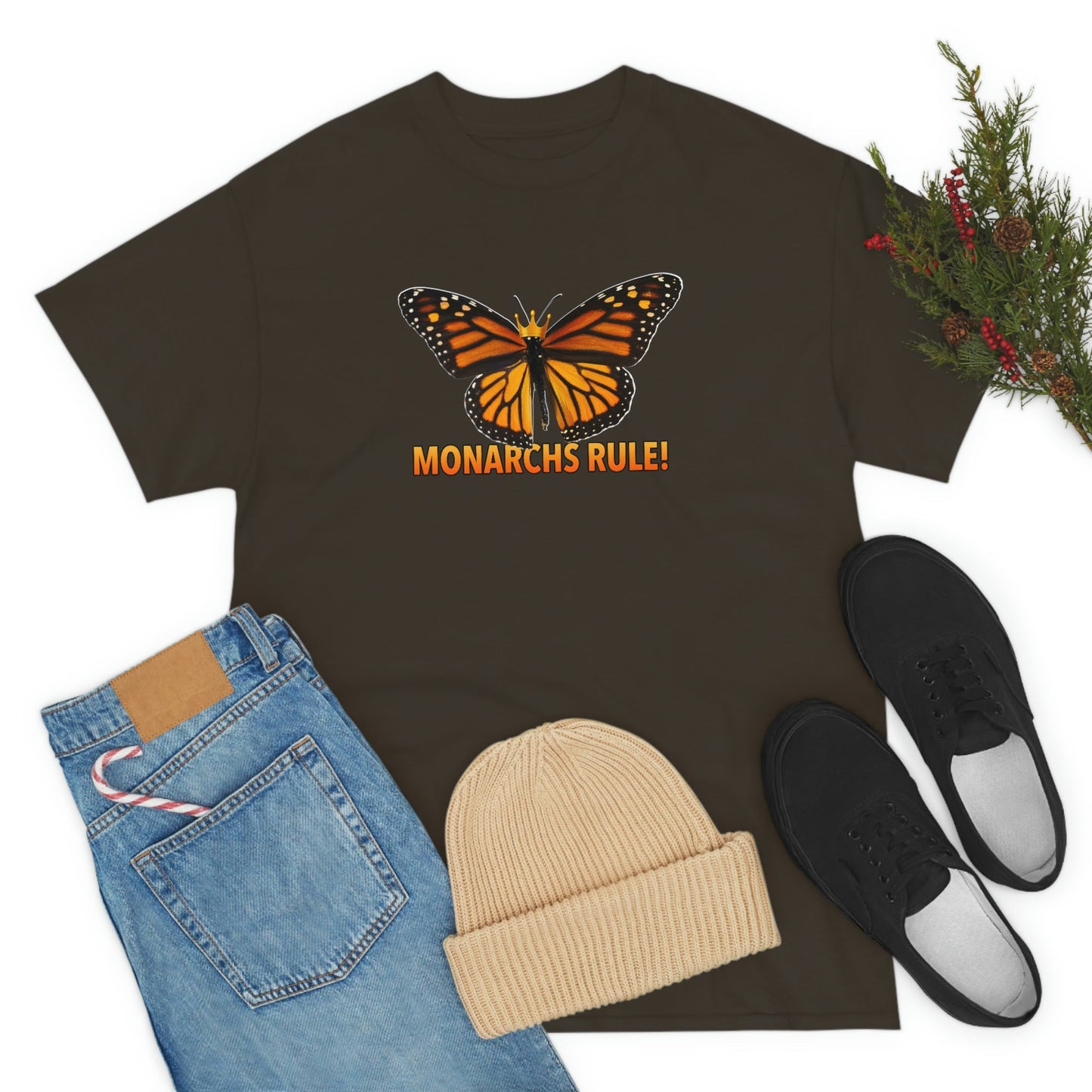 Monarchs Rule Unisex Heavy Cotton Tee butterfly Butterflies Insect Royalty Royals