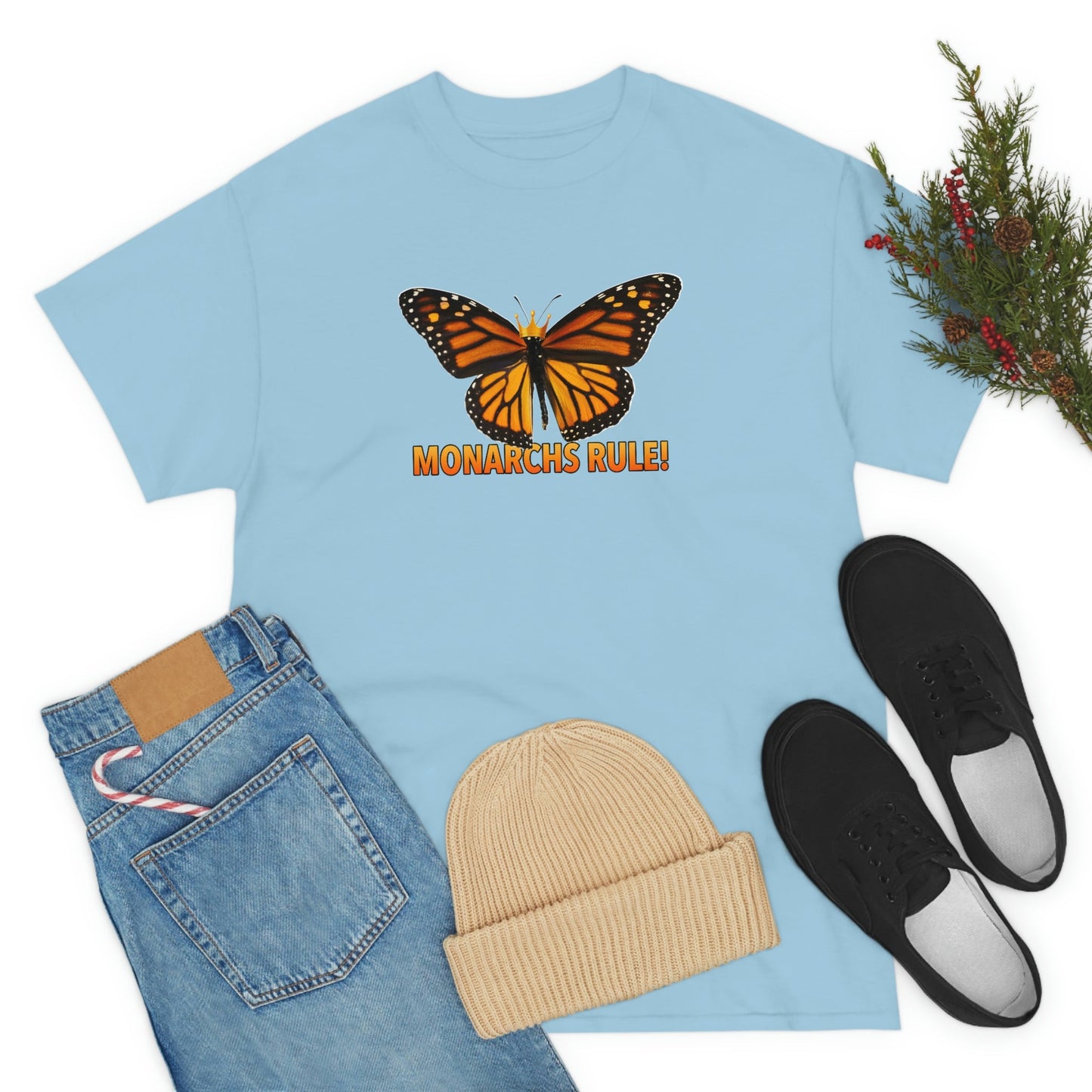 Monarchs Rule Unisex Heavy Cotton Tee butterfly Butterflies Insect Royalty Royals