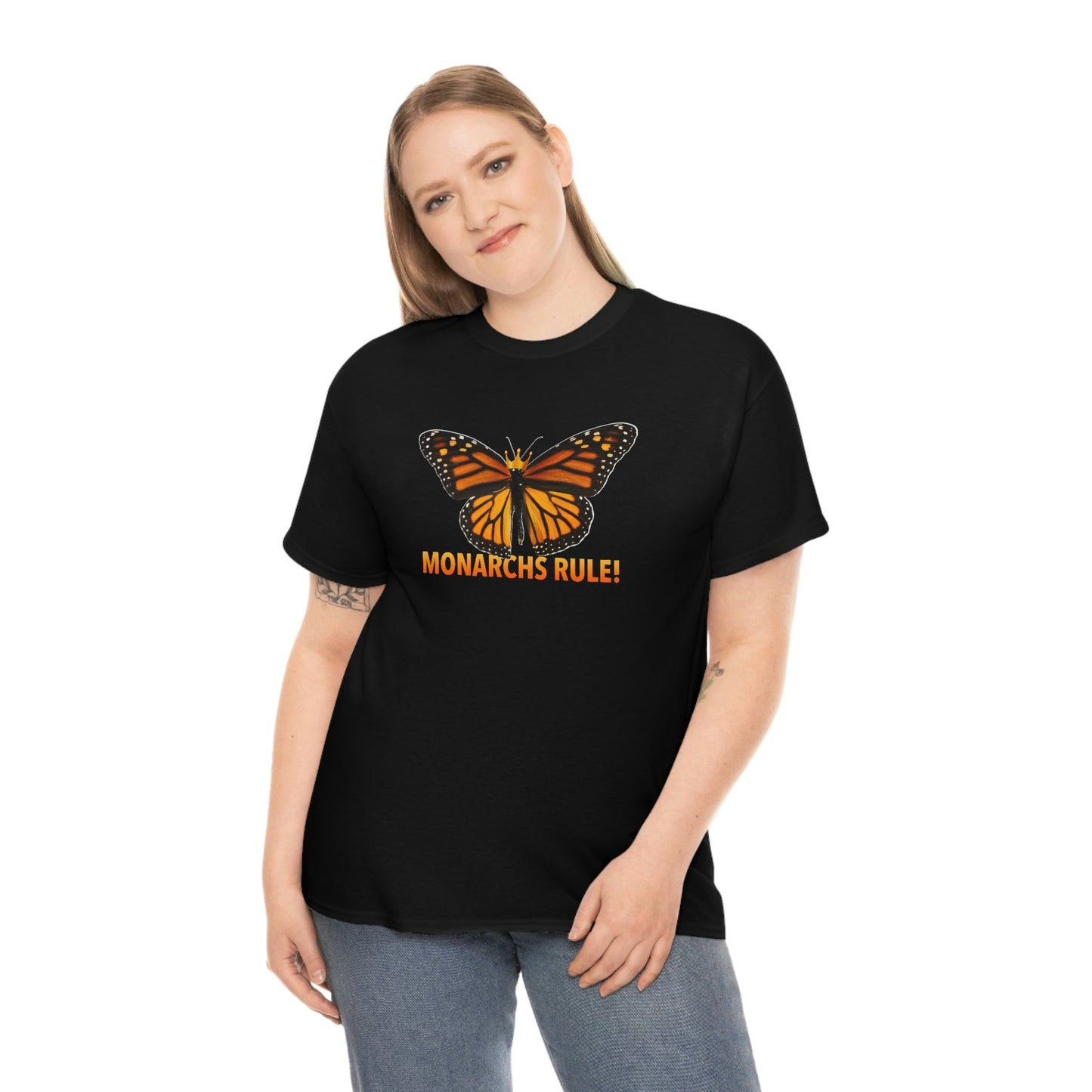 Monarchs Rule Unisex Heavy Cotton Tee butterfly Butterflies Insect Royalty Royals